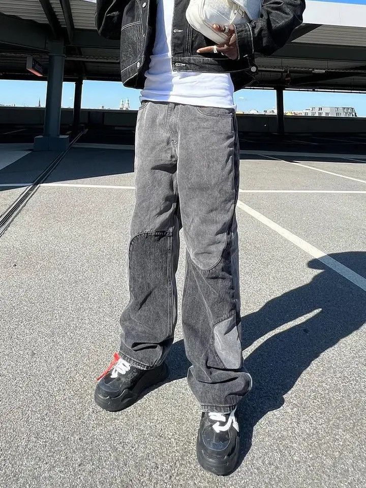 Japanese Brand × Vintage Y2K buggy jeans trousers retro straight patchwork style Size US 32 / EU 48 - 3 Thumbnail