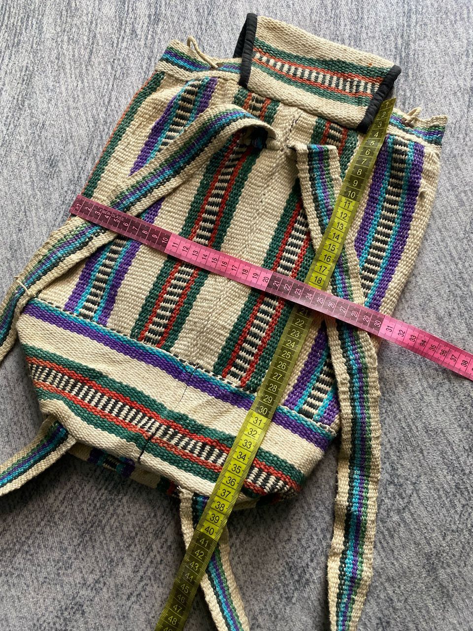 Vintage Mexican Boho Hippie Drawstring Backpack Size ONE SIZE - 8 Thumbnail