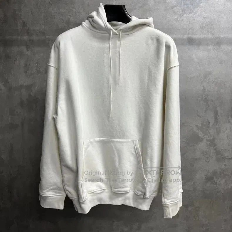 Balenciaga White Logo Print Hoodie.