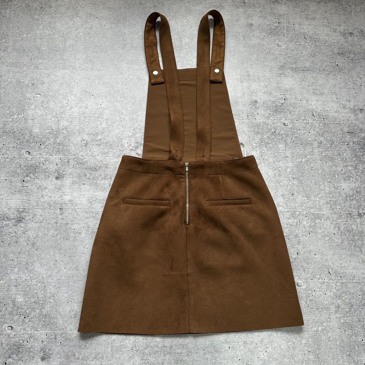 Miss Sixty Miss Sixty Y2K Suede Brown Mini Suspender Skirt Dress Size M Size 27" / US 4 / IT 40 - 11 Thumbnail