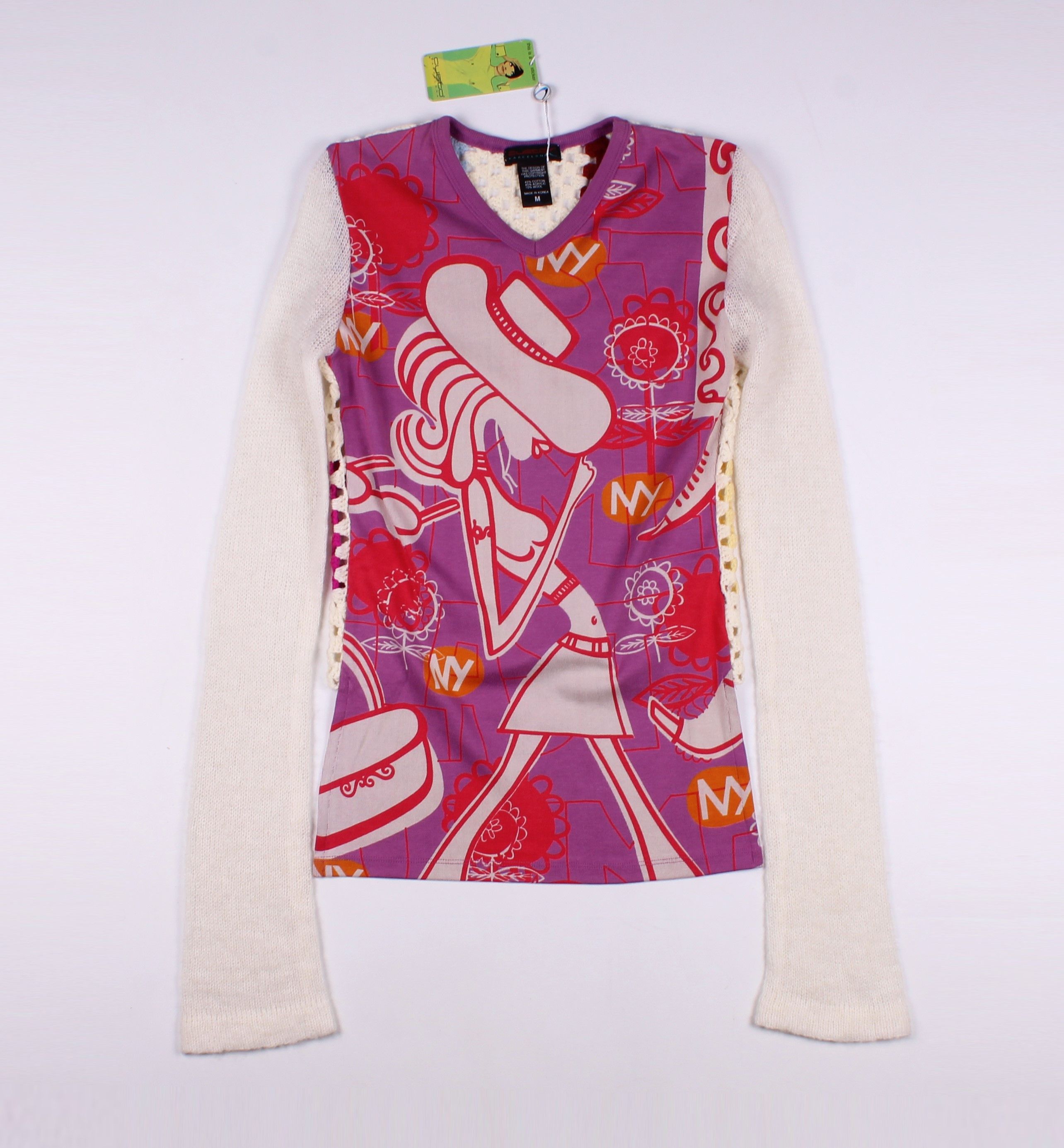 image of Art x Custo Barcelona Stunning Y2K Vintage Long Sleeve Top, Women's (Size Medium)