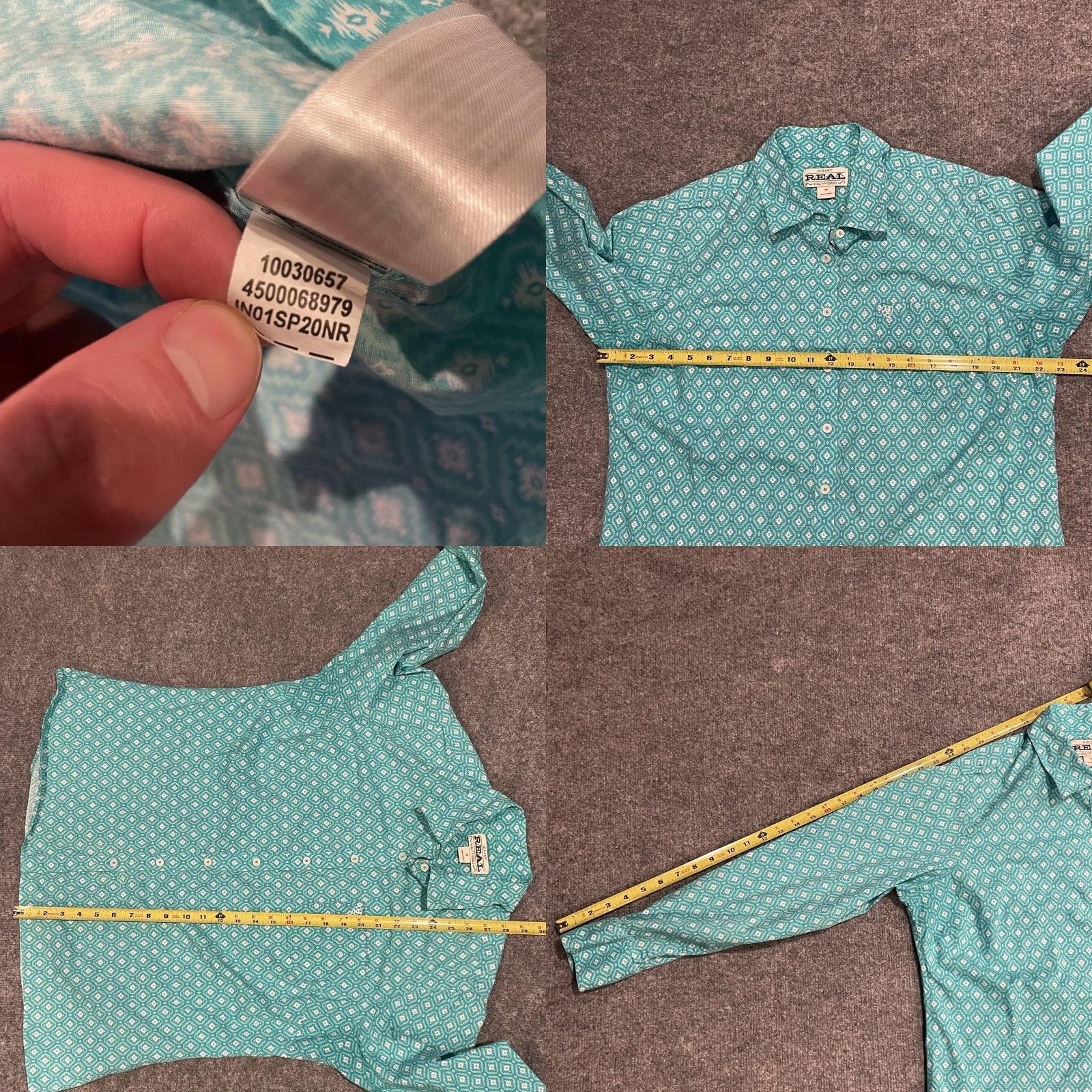 Ariat Ariat Womens Button-Up Shirt 1X Green Geometric Western Embroidered Pocket Shirt (REAL) Size XL / US 12-14 / IT 48-50 - 8 Thumbnail