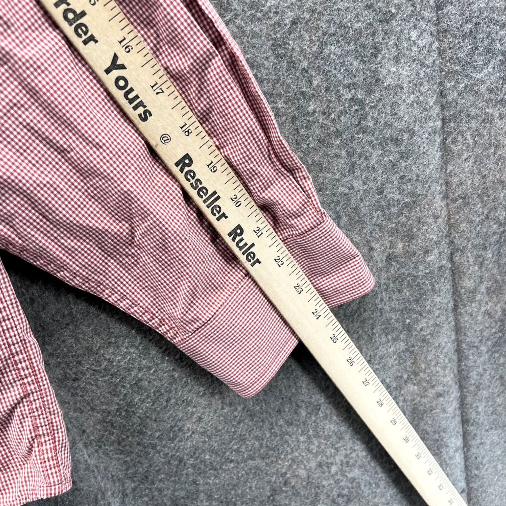 Orvis Orvis Shirt Mens Large Red White Button Down Preppy Dress Gingham Cotton Vintage Size 42R - 7 Thumbnail