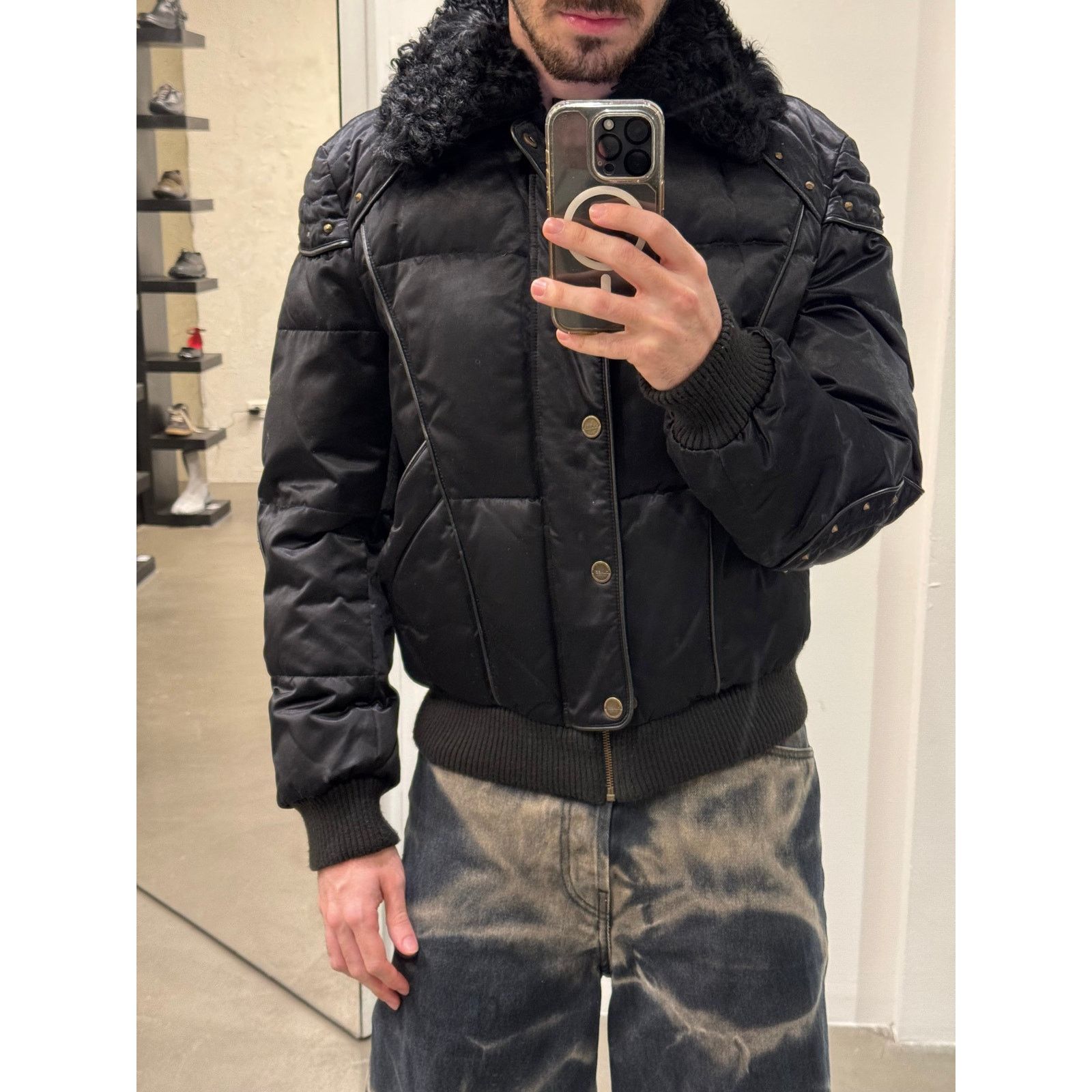Roberto Cavalli 2000s Roberto Cavalli studded boxy armor puffer jacket Size US M / EU 48-50 / 2 - 3 Thumbnail