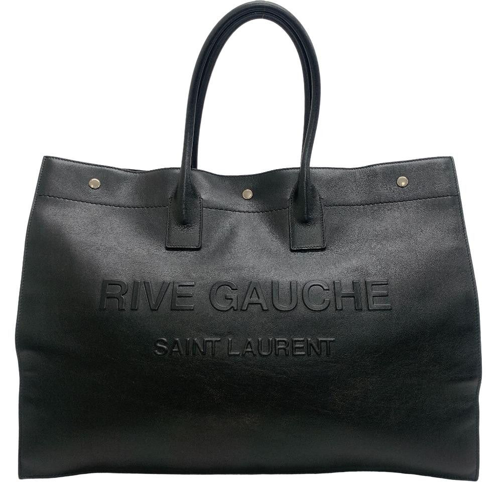 image of YVES Saint Laurent Paris Rive Gauche Tote Bag Black Leather, Women's