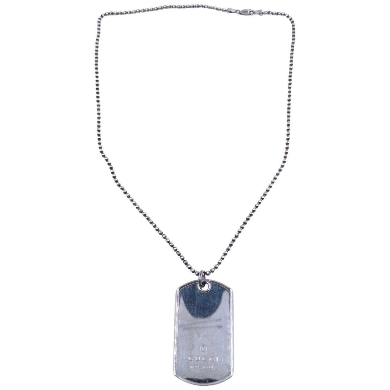 Gucci Vintage 2000s Gucci Embossed Dog Tag Necklace Size ONE SIZE - 5 Thumbnail