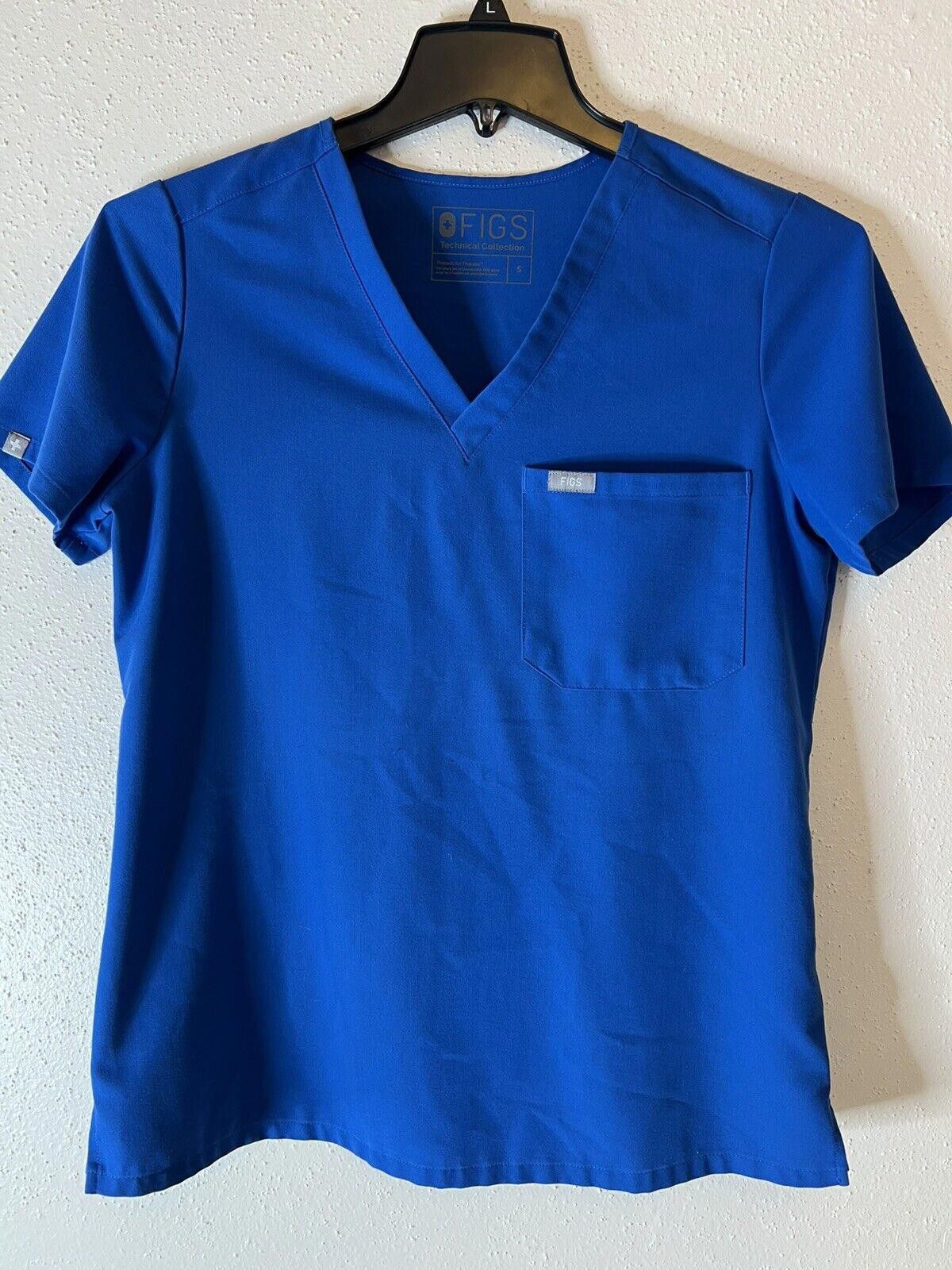 Designer Figs Technical Collection Pocket Medical Scrub Top Blue S Size ONE SIZE - 1 Thumbnail
