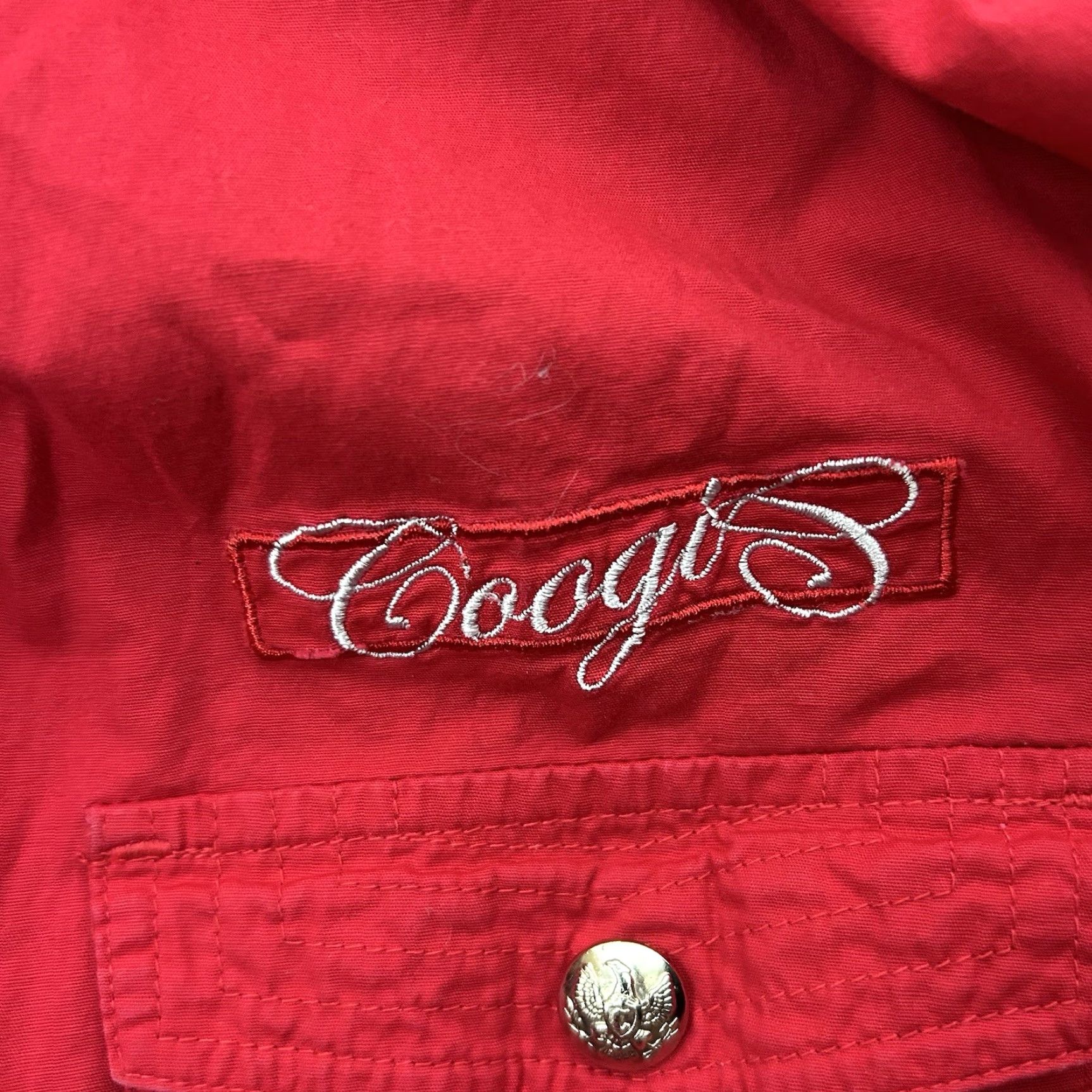 Coogi VINTAGE COOGI Womens 2X Shirt Rhinestone Logo Belted Red Snap Front 90s Hip Hop Clubwear Pockets Slim Unlined Short Sleeve Toyoesque Size XXL / US 16-18 / IT 52-54 - 5 Thumbnail