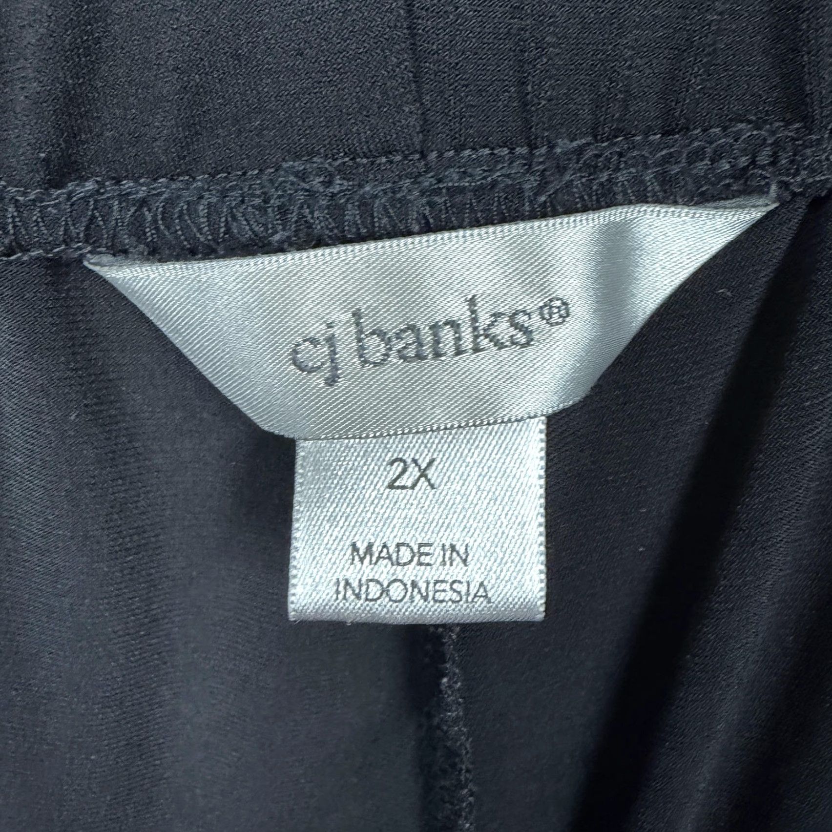 Vintage CJ Banks Dress Pants Womens 2X Black Jersey Knit Wide-Leg Pull On Polyester Spandex Casual Pants Womens Plus Size 2X Black Wide Leg Pants Size XXL / US 16-18 / IT 52-54 - 6 Thumbnail