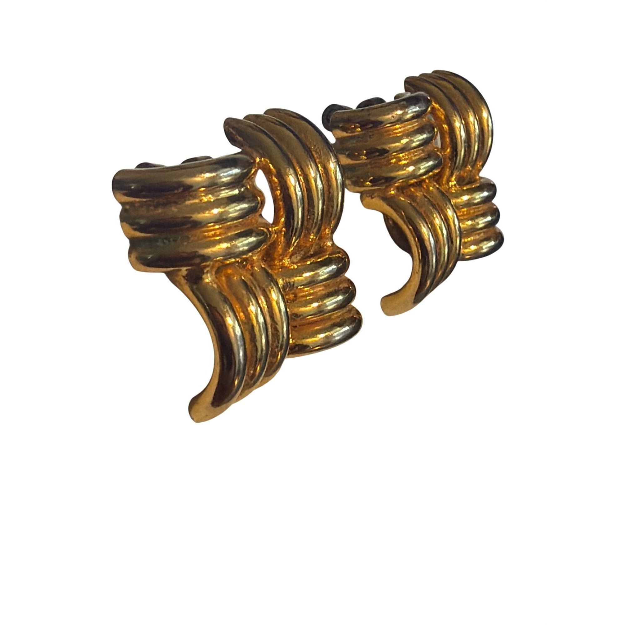 Liz Claiborne Vintage Liz Claiborne Gold Tone Clip On Earrings Basket Weav Size ONE SIZE - 2 Thumbnail