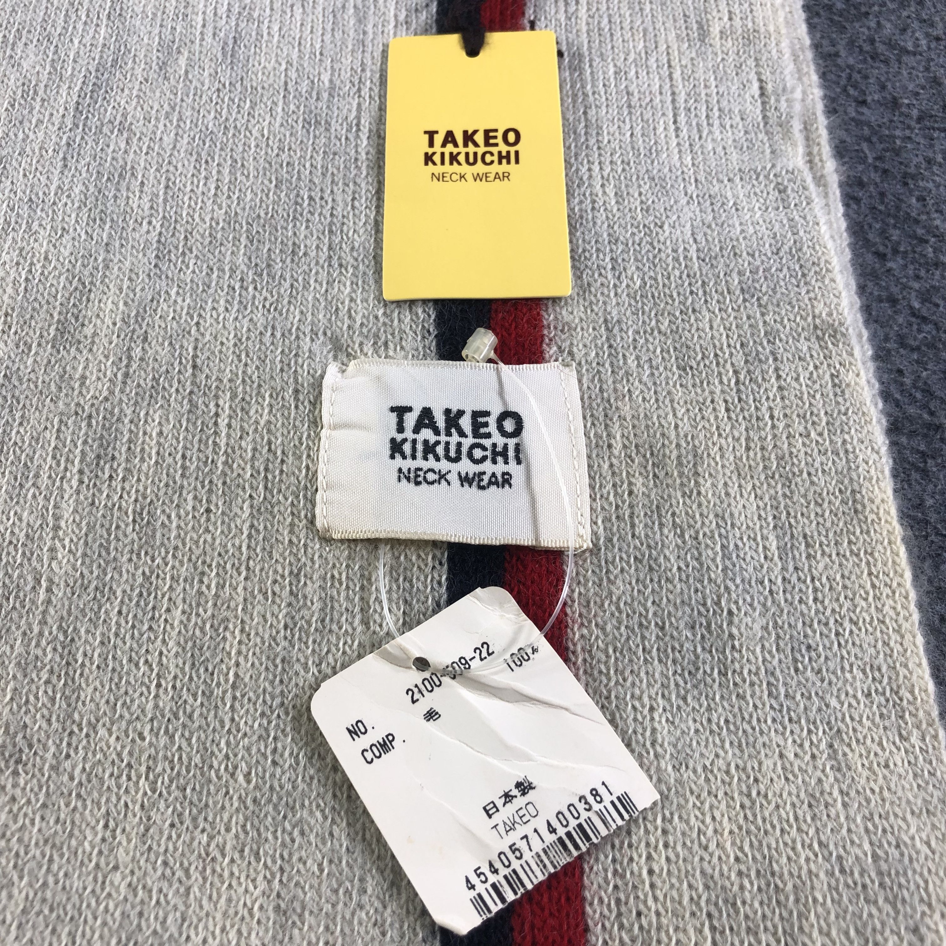 Takeo Kikuchi Takeo Kikuchi Striped Knit Wool Scarf Muffler V2040 Size ONE SIZE - 5 Thumbnail