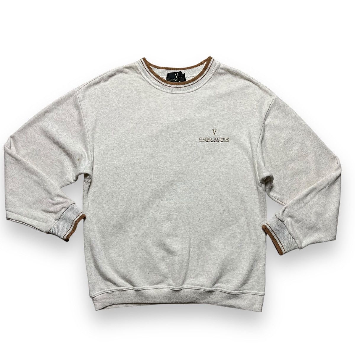 Vintage CLAUDIO VALENTINO PARIS EMBROIDERY LOGO SWEATSHIRT Size US L / EU 52-54 / 3 - 1 Thumbnail