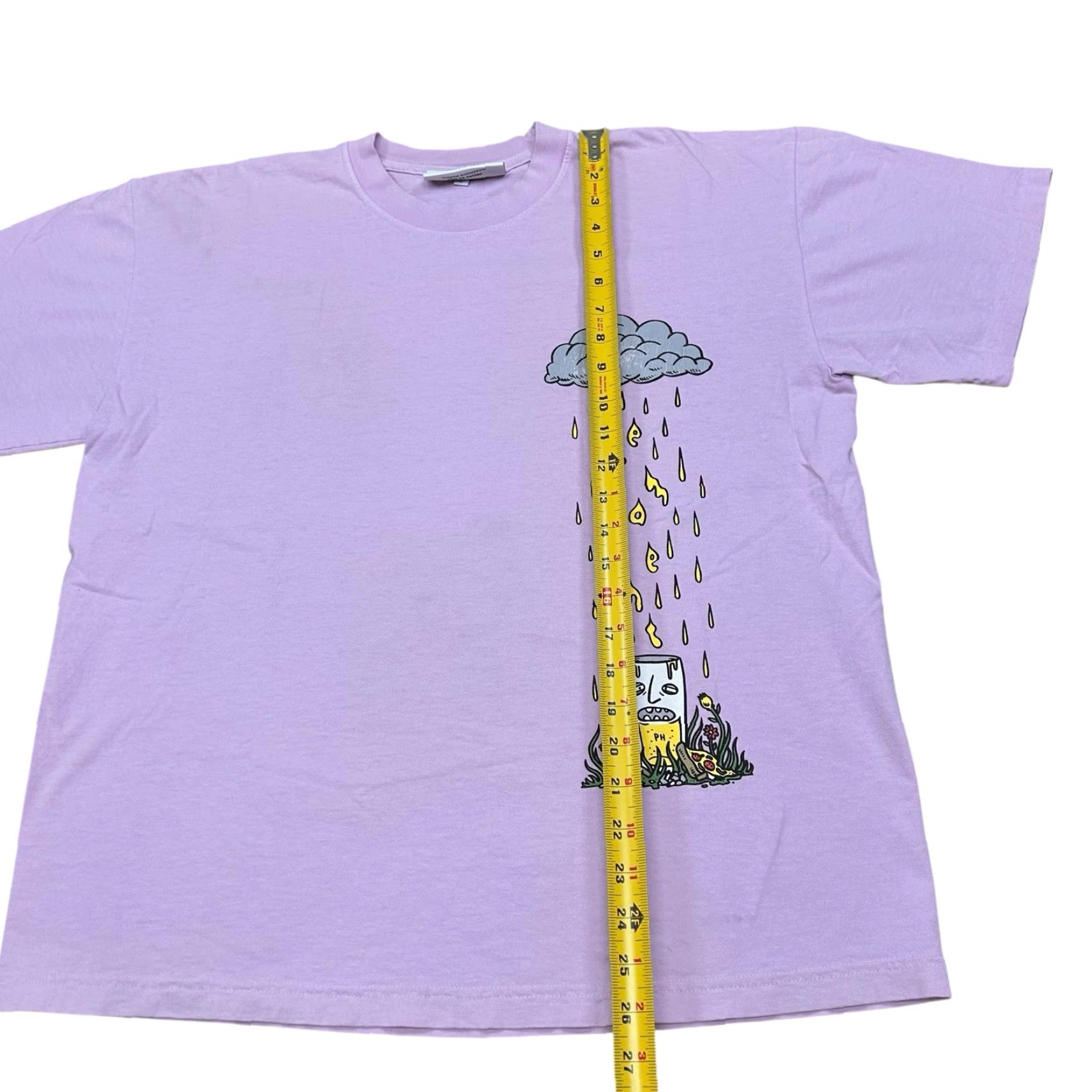 Pinko Permanent Hangover T-Shirt Men Designer Rain Graphic Large Pink Size US L / EU 52-54 / 3 - 7 Thumbnail