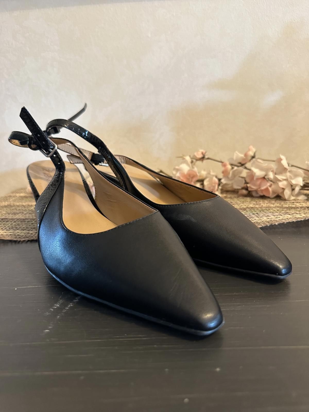 Naturalizer Black Slingback Heels Leather Size 11