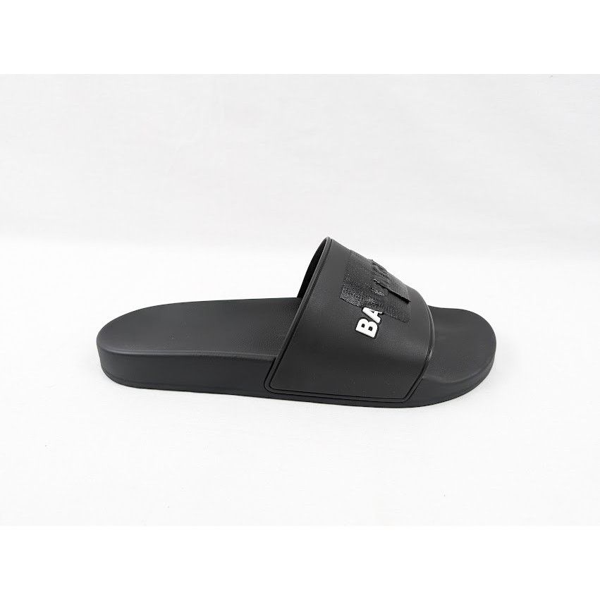 Balenciaga o1rshd1 Pool Logo Slides in Black/White Size US 12 / EU 45 - 1 Thumbnail