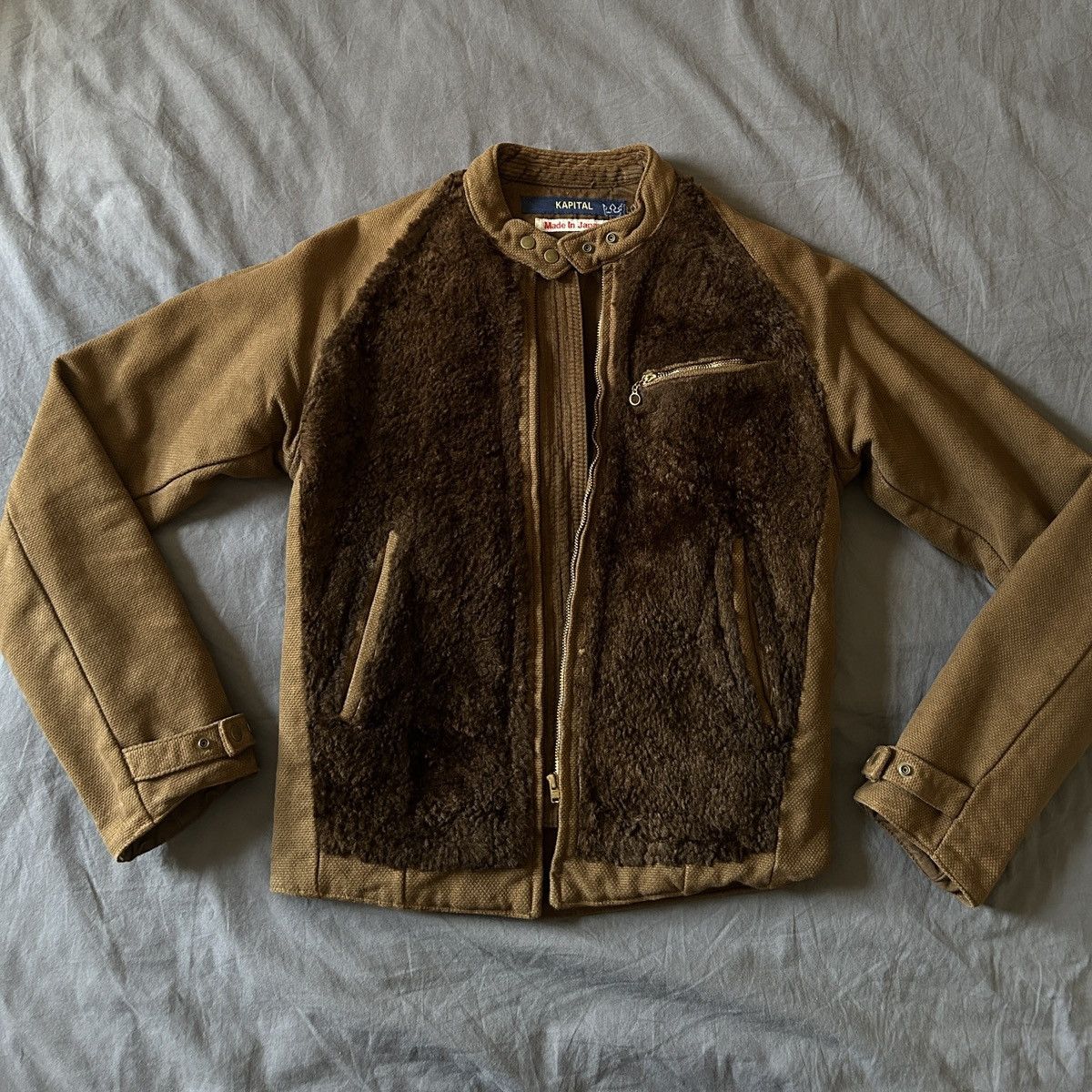Kapital KAPITAL RARE Brown Fur Fleece Detail Denim Racer Jacket Size US XXS / EU 40 - 1 Thumbnail