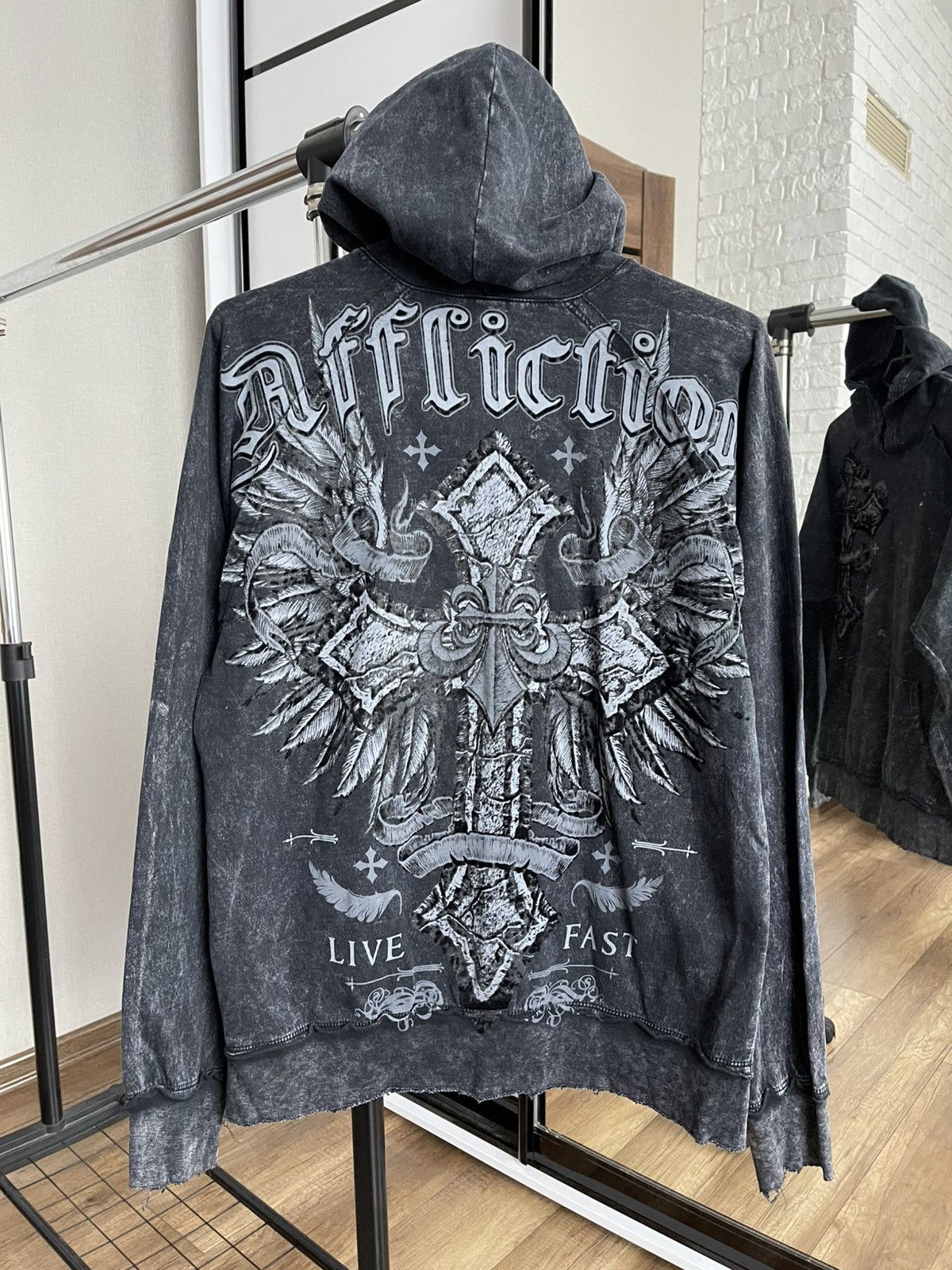 Affliction Affliction Live Fast Vintage Hoodie Pullover Y2K Logo Size US M / EU 48-50 / 2 - 3 Thumbnail