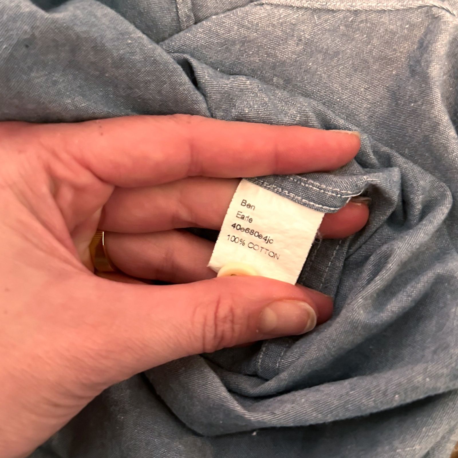 Trumaker TRUMAKER Cotton Light Blue Chambray Long Sleeve Button Down Size US L / EU 52-54 / 3 - 4 Thumbnail
