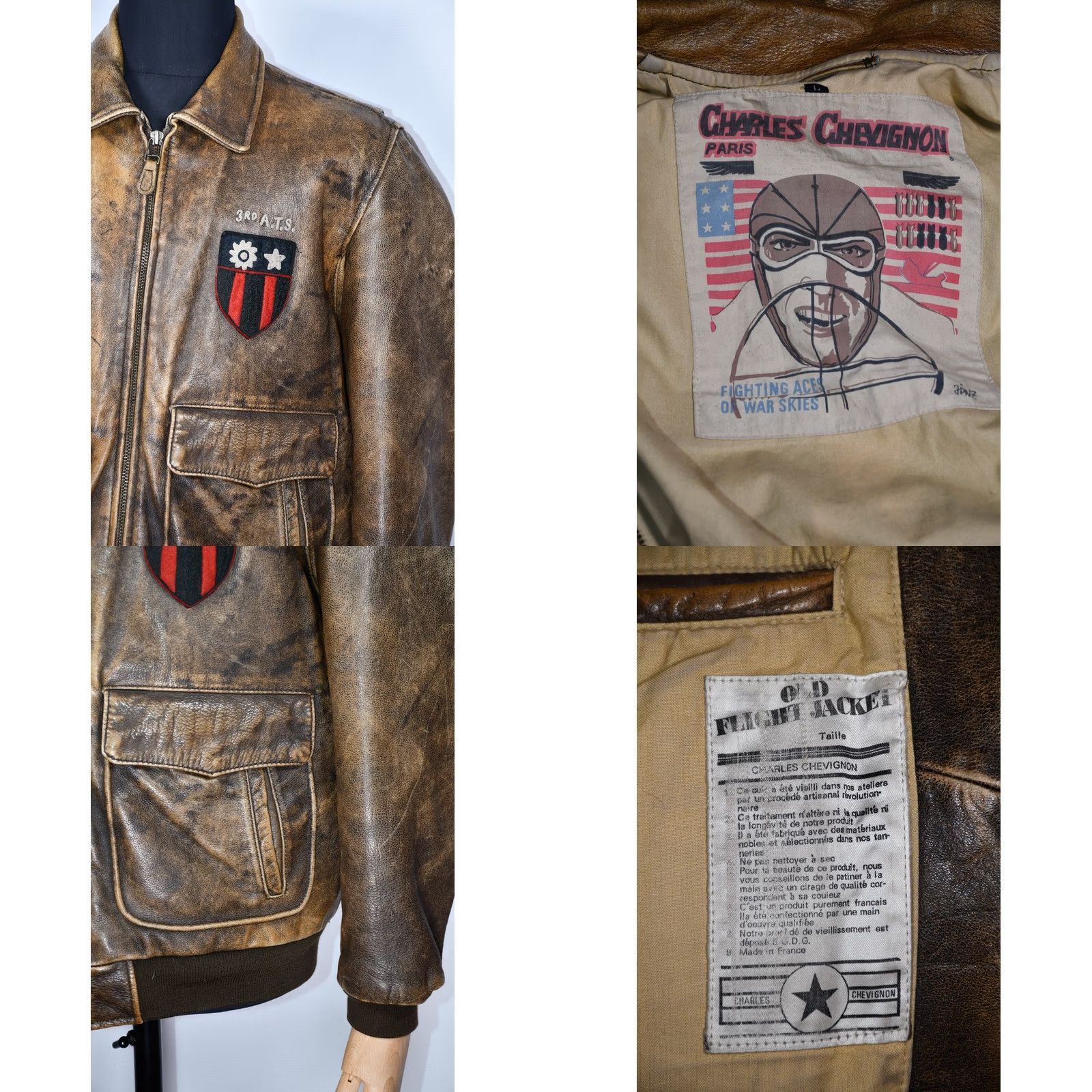 Vintage Chevignon Jacket Bomber Leather Brown L Mens Vintage Flight Shirt Jackethood? Size US L / EU 52-54 / 3 - 8 Thumbnail