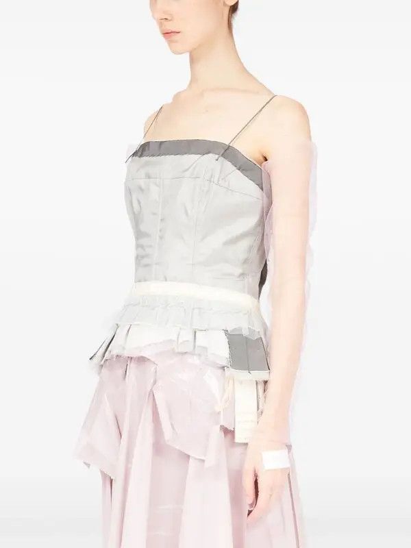 Maison Margiela o1mle0426 Decortique Satin Top in Pearl Grey Size M / US 6-8 / IT 42-44 - 5 Thumbnail