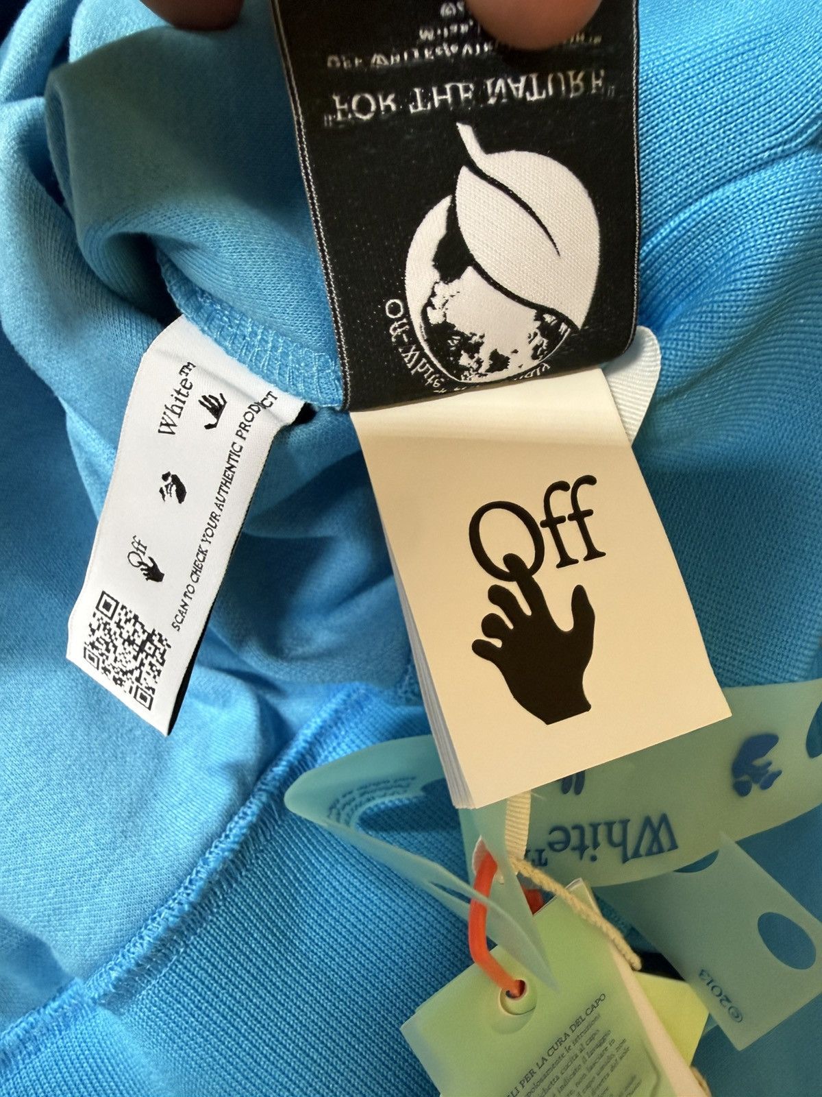 Off-White Off-White Hand Logo Hoodie Blue Size US L / EU 52-54 / 3 - 9 Thumbnail