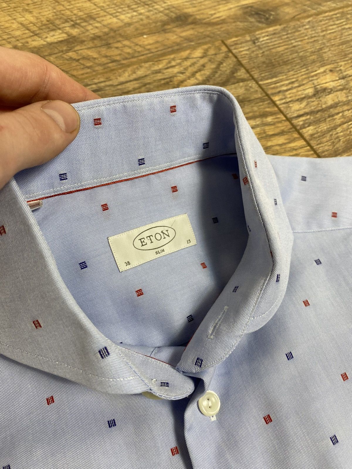 Eton Eton Slim Fit Light Blue Patterned Shirt Luxury Cotton Size US S / EU 44-46 / 1 - 2 Thumbnail