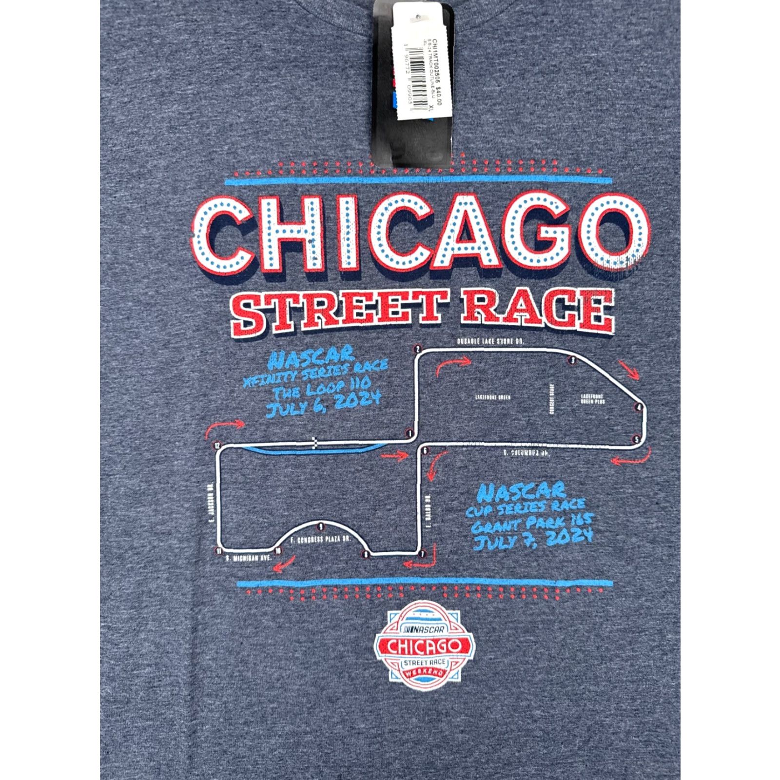 NASCAR Nascar Shirt Adult XL Blue Chicago Street Race 2024 Cup Series Race Men T-Shirt Cotton Jersey Logo All Seasons Racing Cars Outdoor Summer Winter Fall Size US XL / EU 56 / 4 - 6 Thumbnail