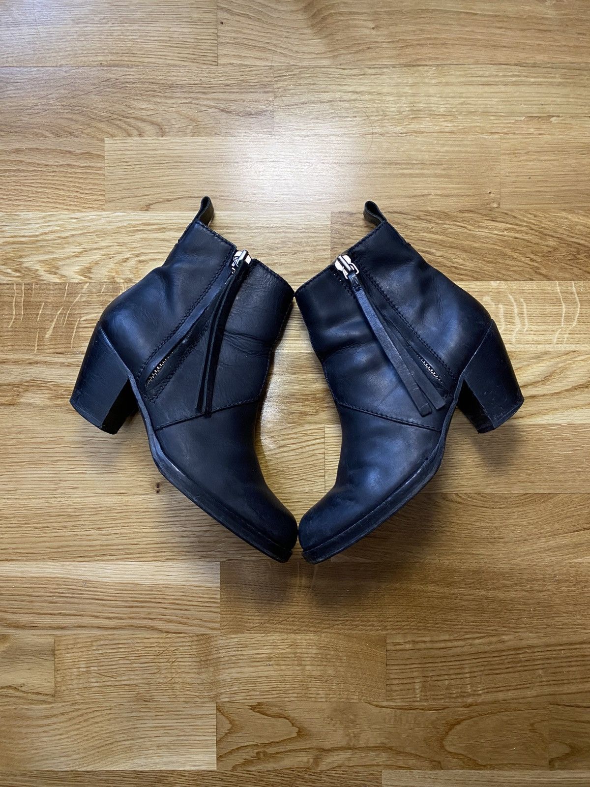 Acne Studios Ankle Boots Size 37 Leather Made In Italy Black