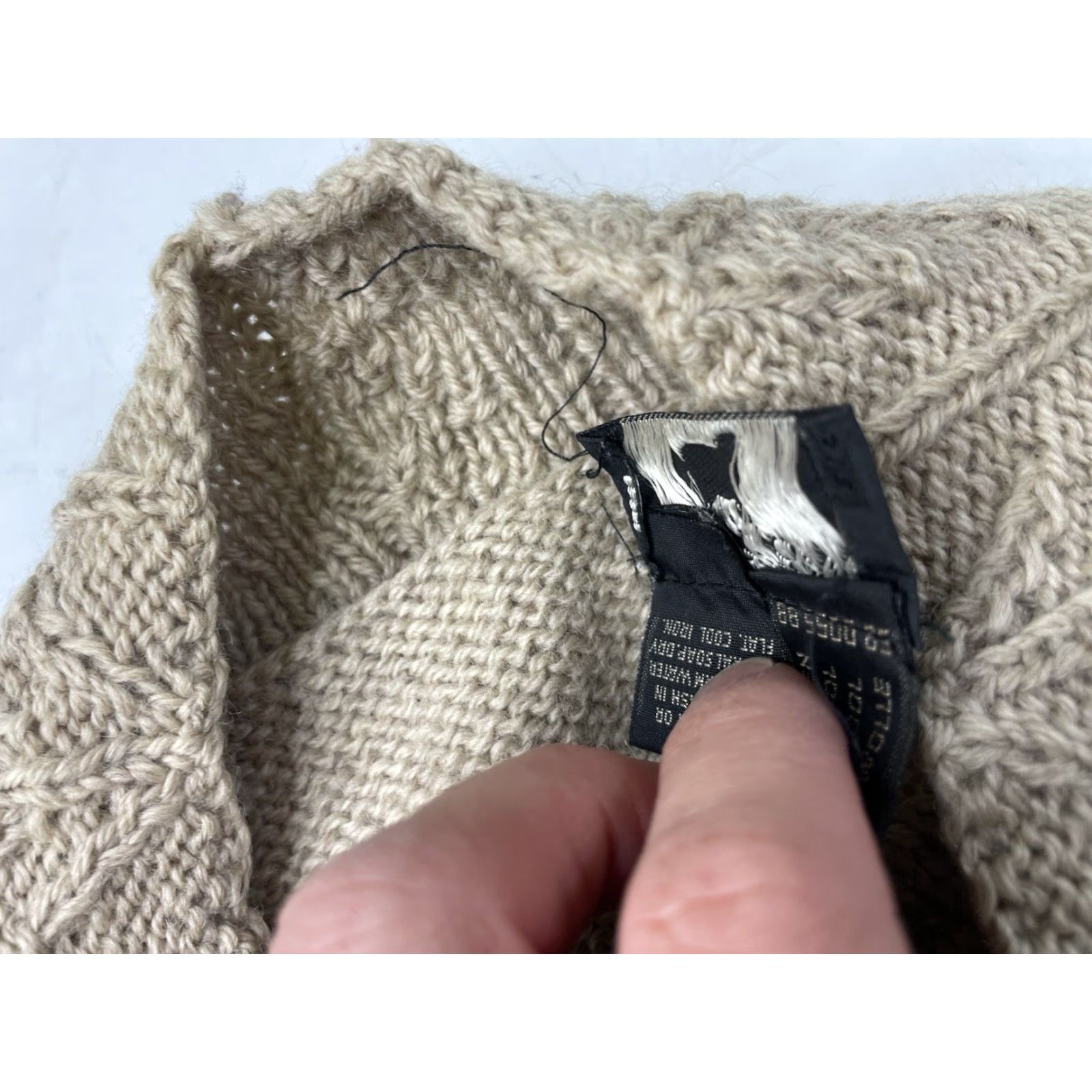 Vintage VINTAGE Woolies Handknits Wool Beig e Fall Leaves Sweater Cardigan M 1990s Thanksgiving Look Mens Women? Size M / US 6-8 / IT 42-44 - 5 Thumbnail