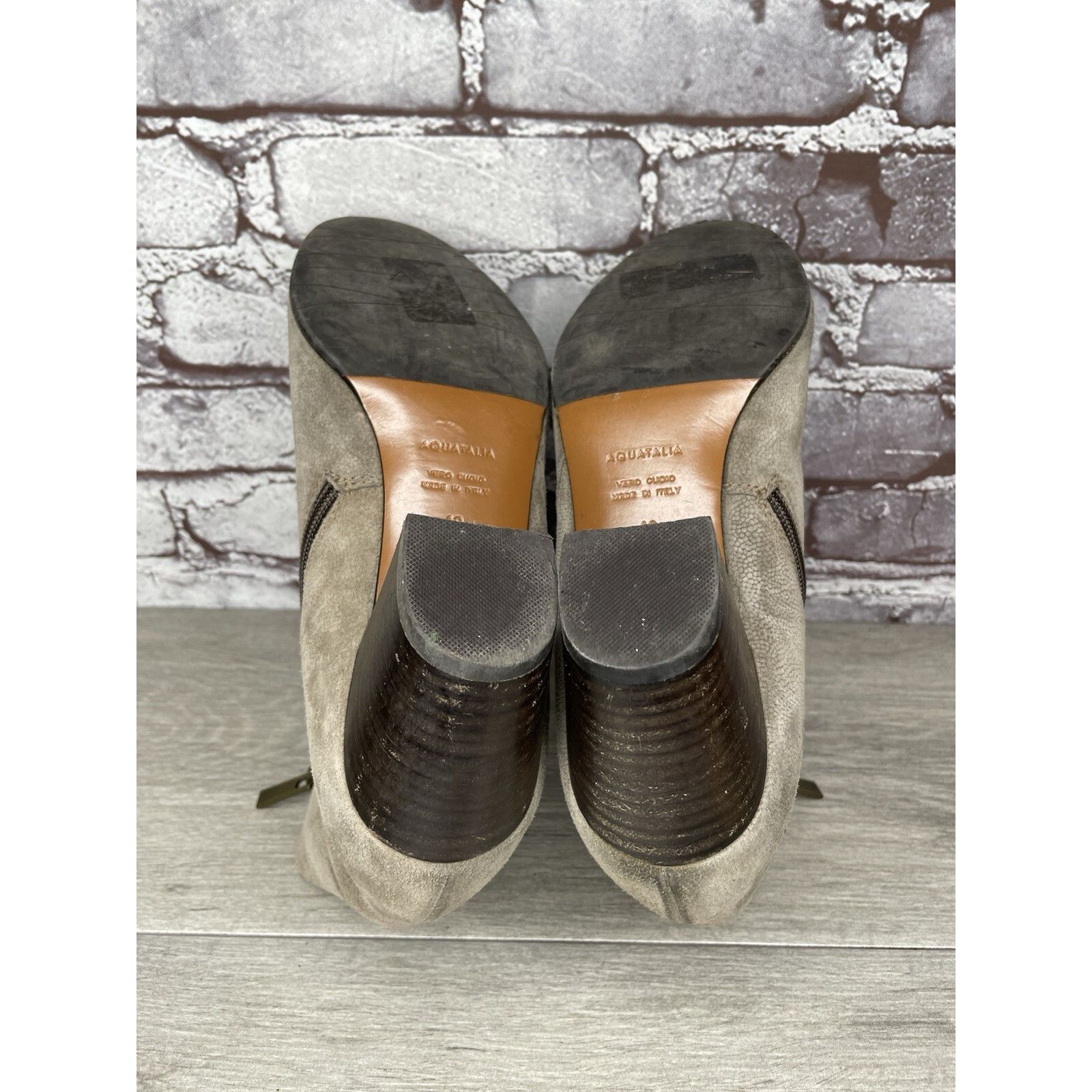 Aquatalia Aquatalia Taupe Suede Leather Side Zip Heel Ankle Booties Wo Size US 10 / IT 40 - 7 Thumbnail