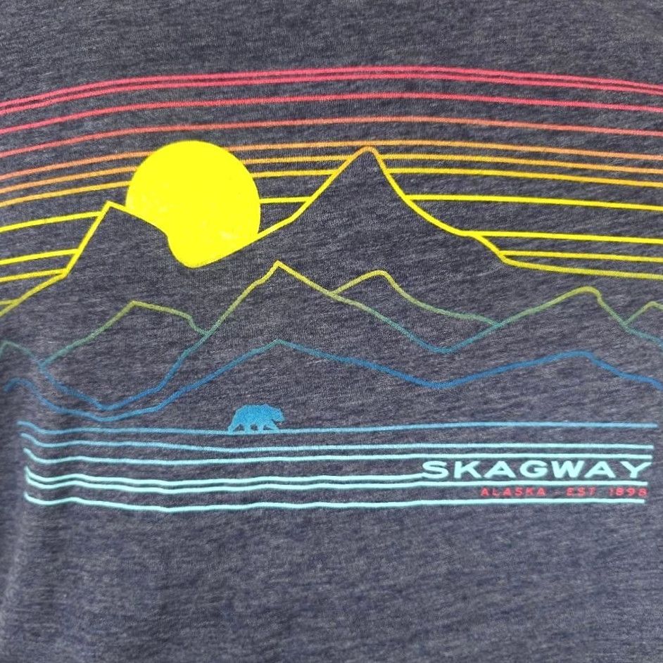 Vintage Blue 84 Skagway Alaska T Shirt Mens M Gray Grizzly Bear Travel Destination Tee Shirt Size US M / EU 48-50 / 2 - 3 Thumbnail
