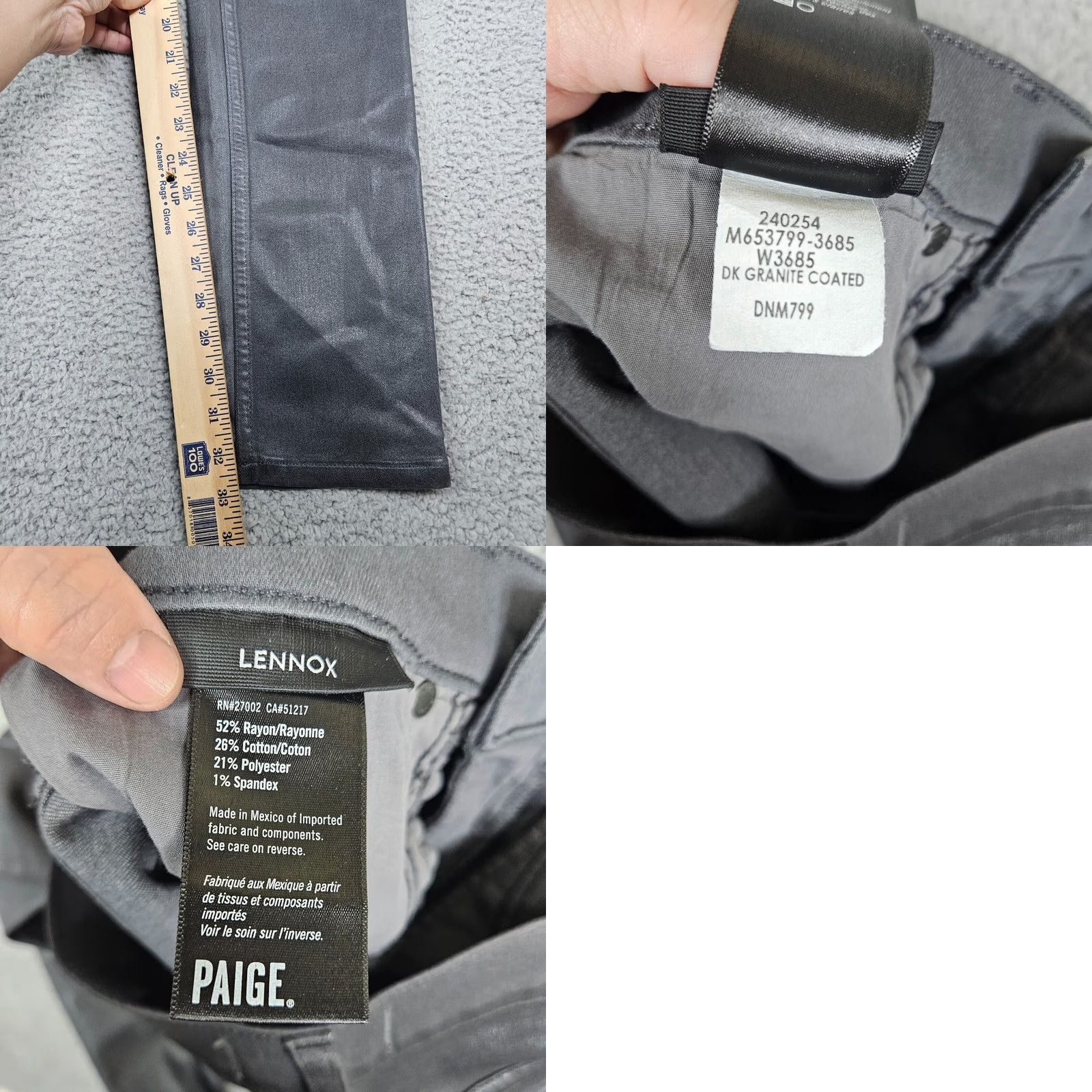 Paige PAIGE Jeans Dark Granite Coated Women's Skinny Size 28 Blacked Black Denim Mid Belted Comfort Regular 28 Jeans Womens Skinny Double-Checked Size 28" / US 6 / IT 42 - 8 Thumbnail