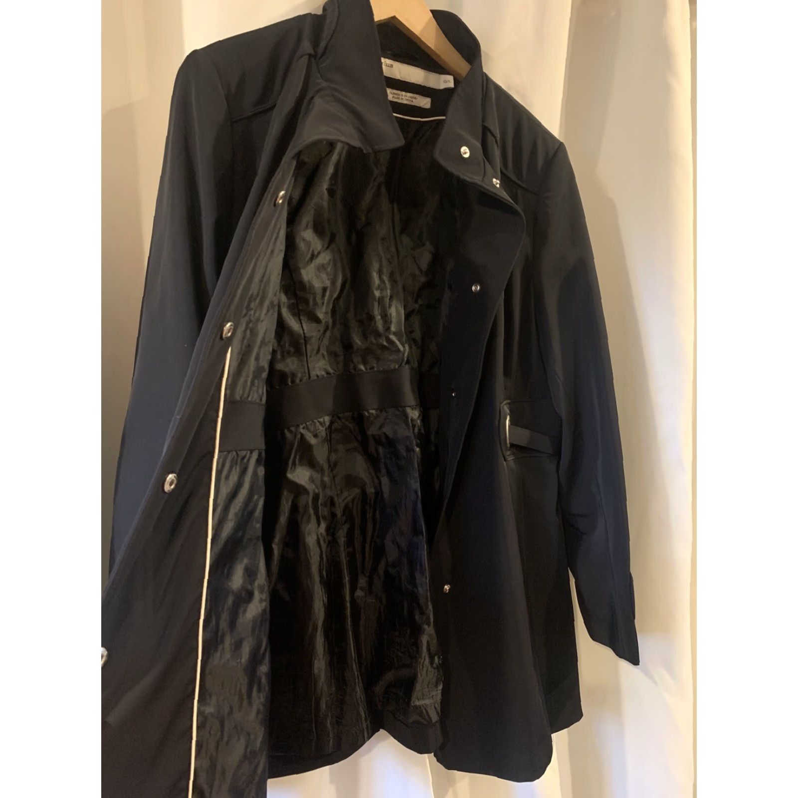 Perry Ellis Perry Ellis Trench Coat Black Size L Women's Long Sleeve Slim Polyester Jacket/Coat Size L / US 10 / IT 46 - 3 Thumbnail