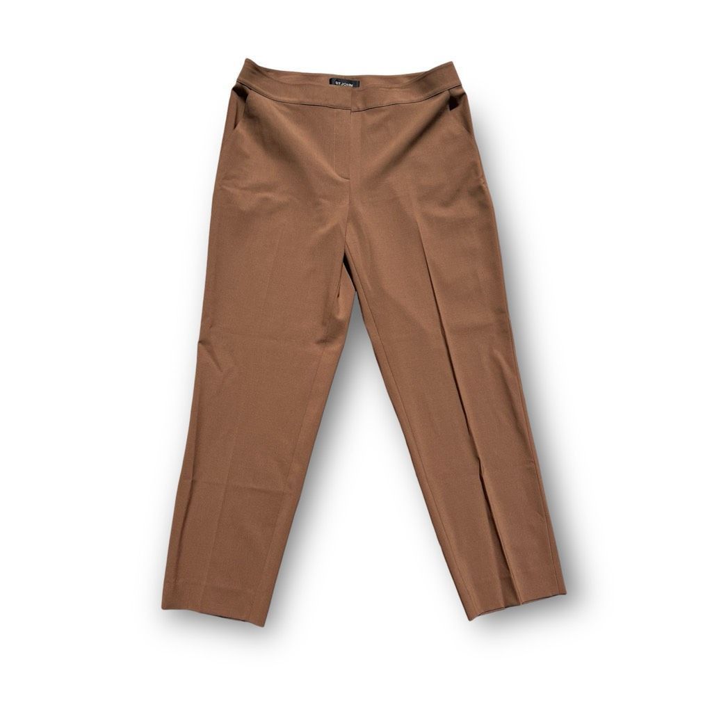 St. John St. John Straight Leg Mid Rise Trouser Pants Press Pleats in Brown Women’s 10 Size 32" / US 10 / IT 46 - 2 Thumbnail