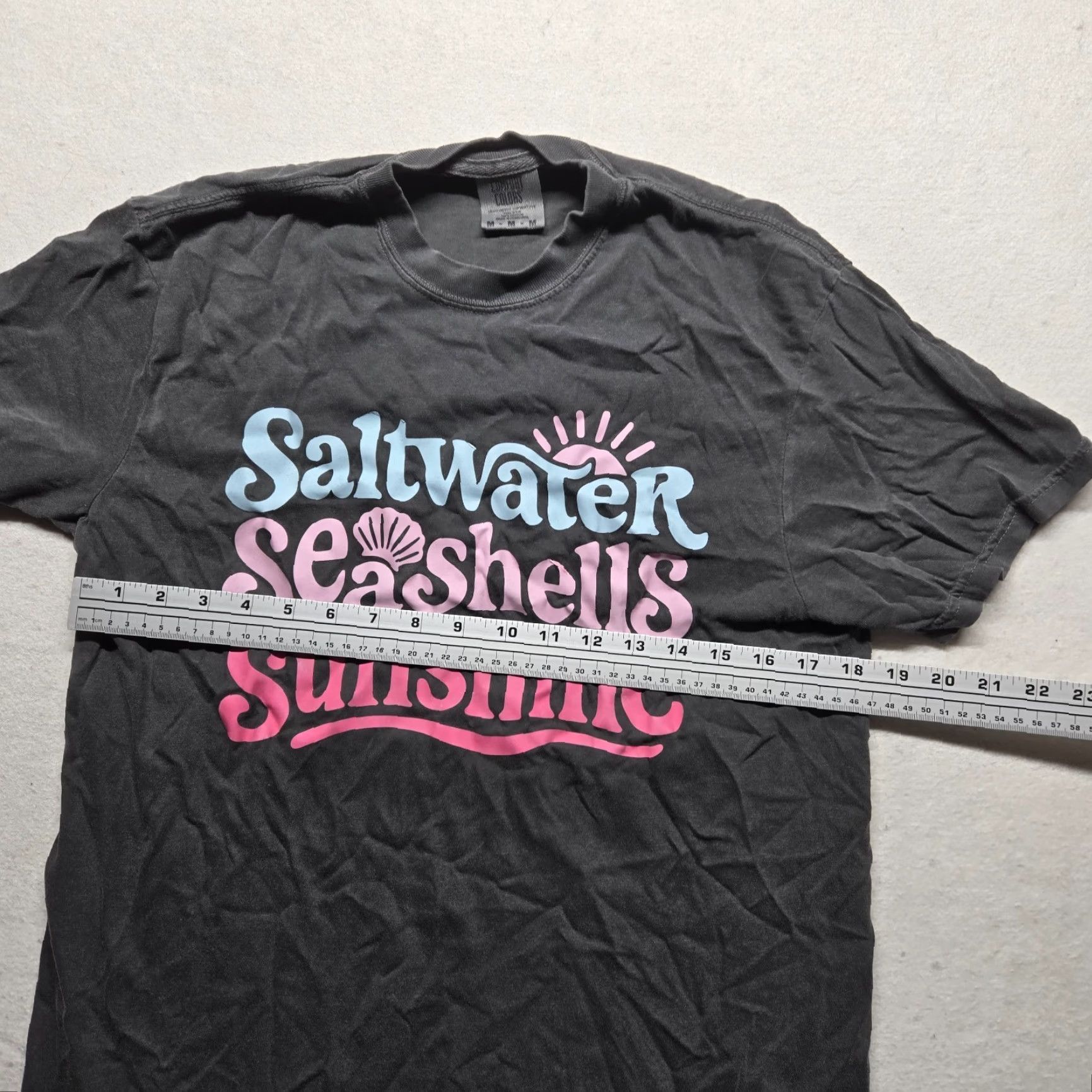 Vintage Sunshine Shirt Saltwater Seashells Graphic Tee Adult M Gray Floral Summer Beach Vacation Tee Shirt Mens Size US M / EU 48-50 / 2 - 4 Thumbnail