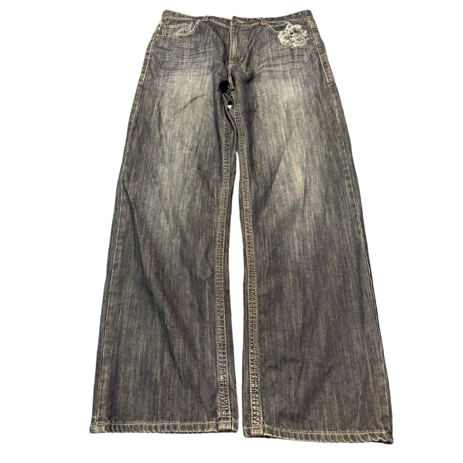 Ecko Unltd. VINTAGE ECKO UNLTD. Blue Baggy Fit Denim Jeans 38x32 Mens 90s Hip Hop Graffiti Embroidered Baggy Size US 38 / EU 54 - 2 Thumbnail