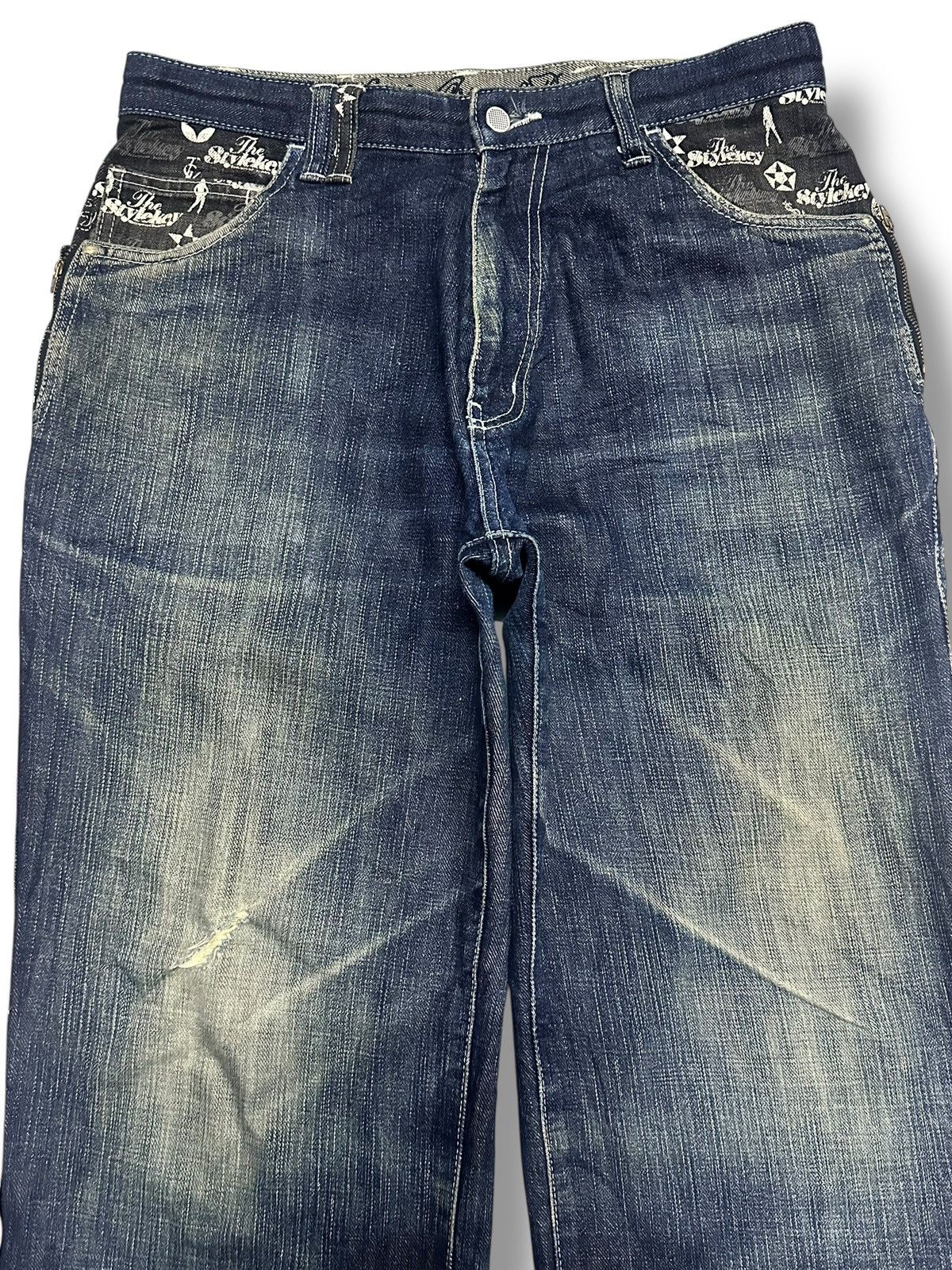 Japanese Brand TheStyleKey Embroidered Vintage Jean Baggy Loose Style Faded Size US 33 - 5 Thumbnail