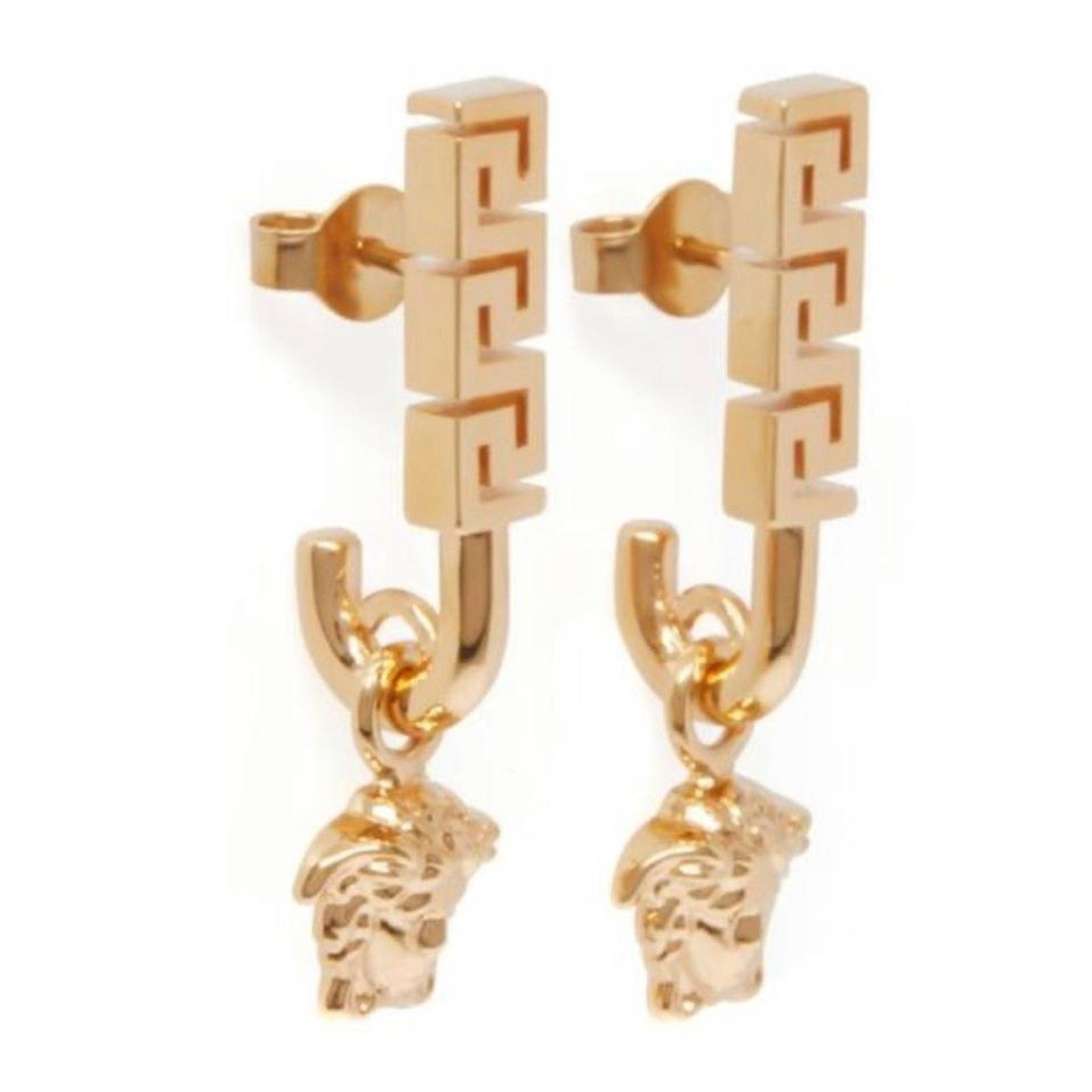 Versace Medusa Greca logo gold tone earrings Size ONE SIZE - 3 Thumbnail
