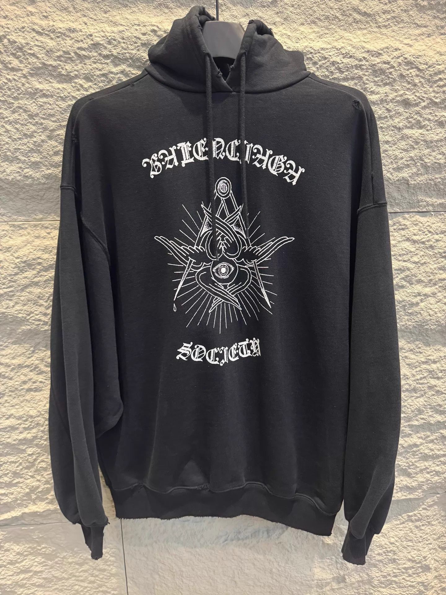 Balenciaga Black Graphic Print Oversized Hoodie Size US XXS / EU 40 - 1 Thumbnail