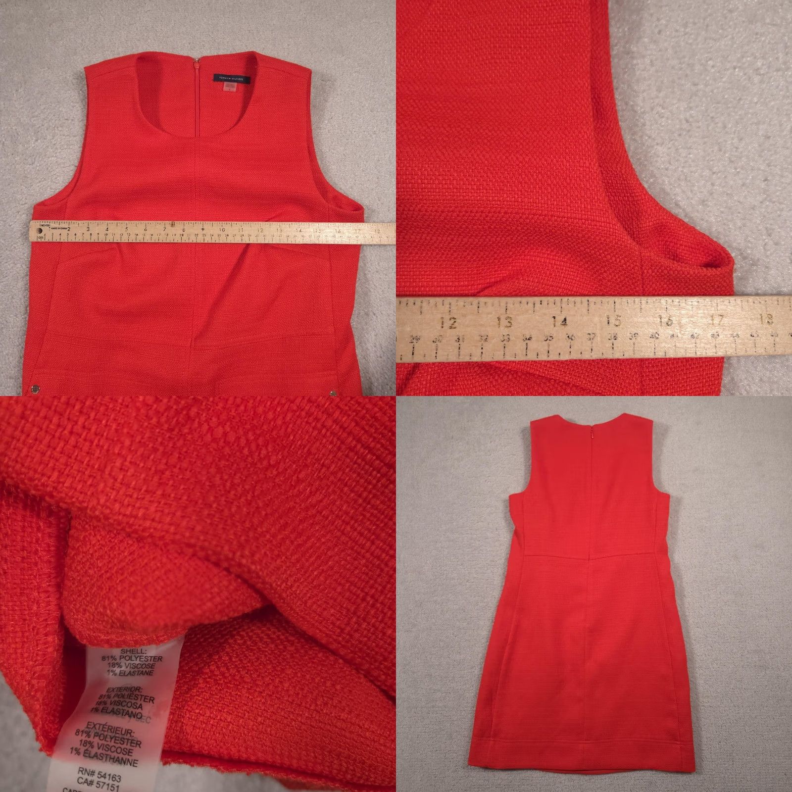 Tommy Hilfiger Tommy Hilfiger Dress Womens 6 Red Sleeveless Textured Sheath Career Workwear Dress Shirt True Vintage No VI Size M / US 6-8 / IT 42-44 - 8 Thumbnail