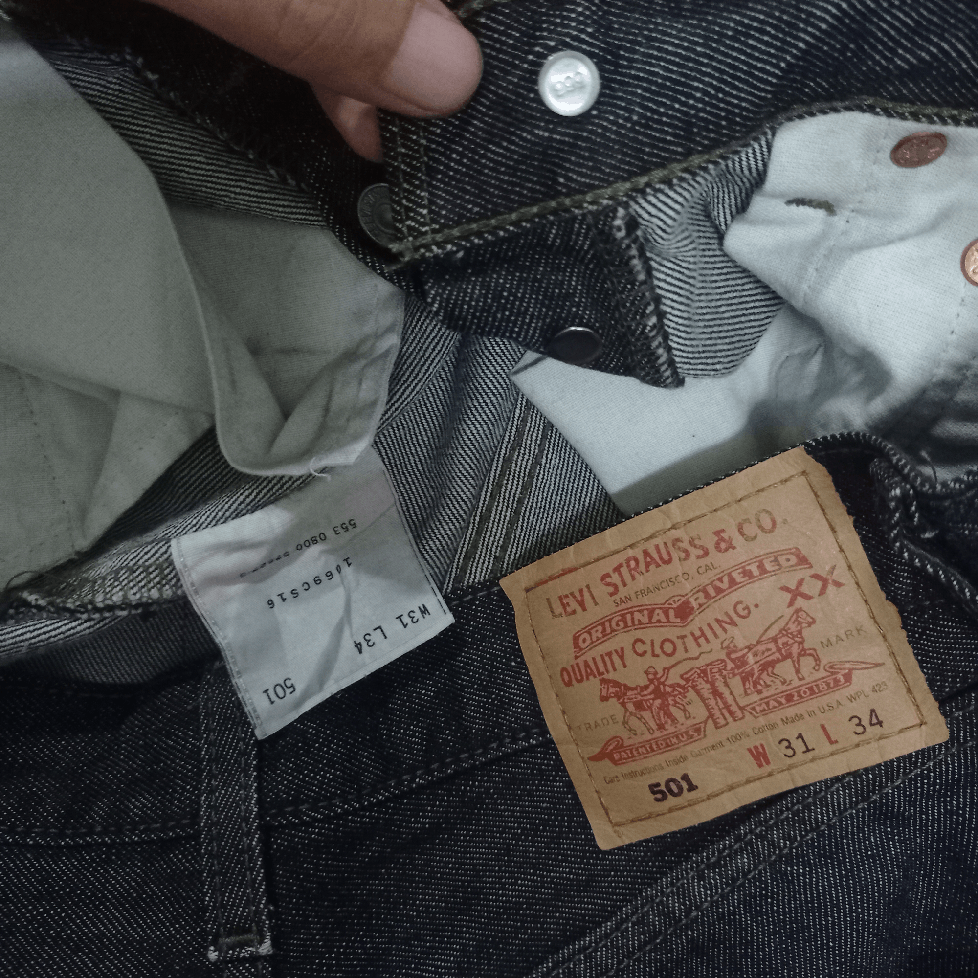 Levi's Vintage 90s LEVIS 501 Black Waxed Denim Loose Jeans 30x28 Size US 30 / EU 46 - 8 Thumbnail