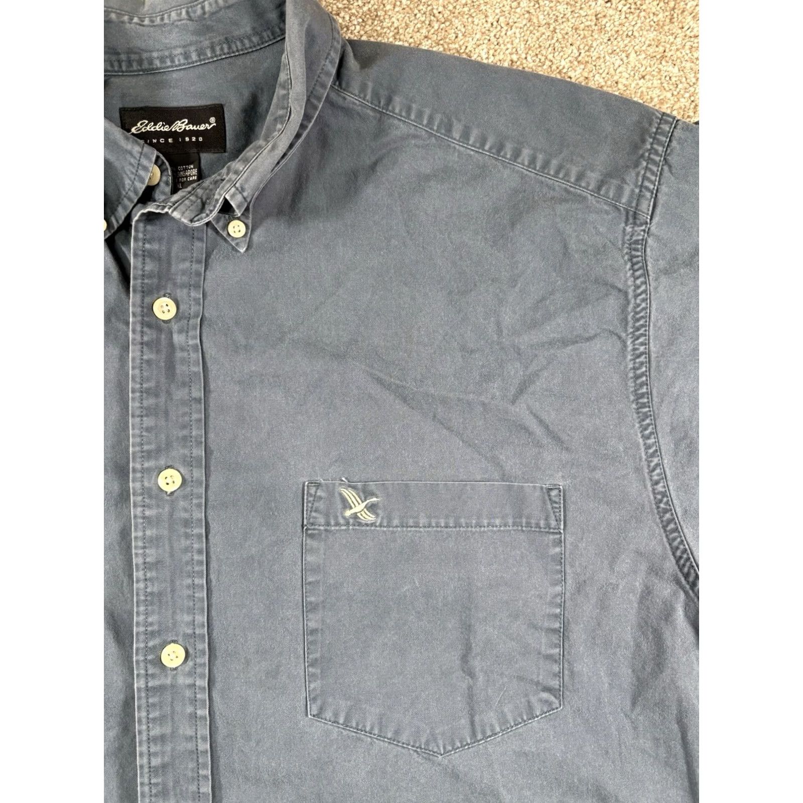 Eddie Bauer VINTAGE Eddie Bauer Shirt Mens XL Button Down Navy Blue Cotton Canvas 90s Classic Pockets Size US XL / EU 56 / 4 - 2 Thumbnail