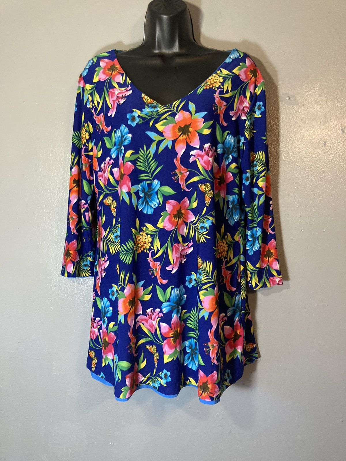 Other Attitudes by Renee blue floral reversible blouse Size M / US 6-8 / IT 42-44 - 1 Thumbnail