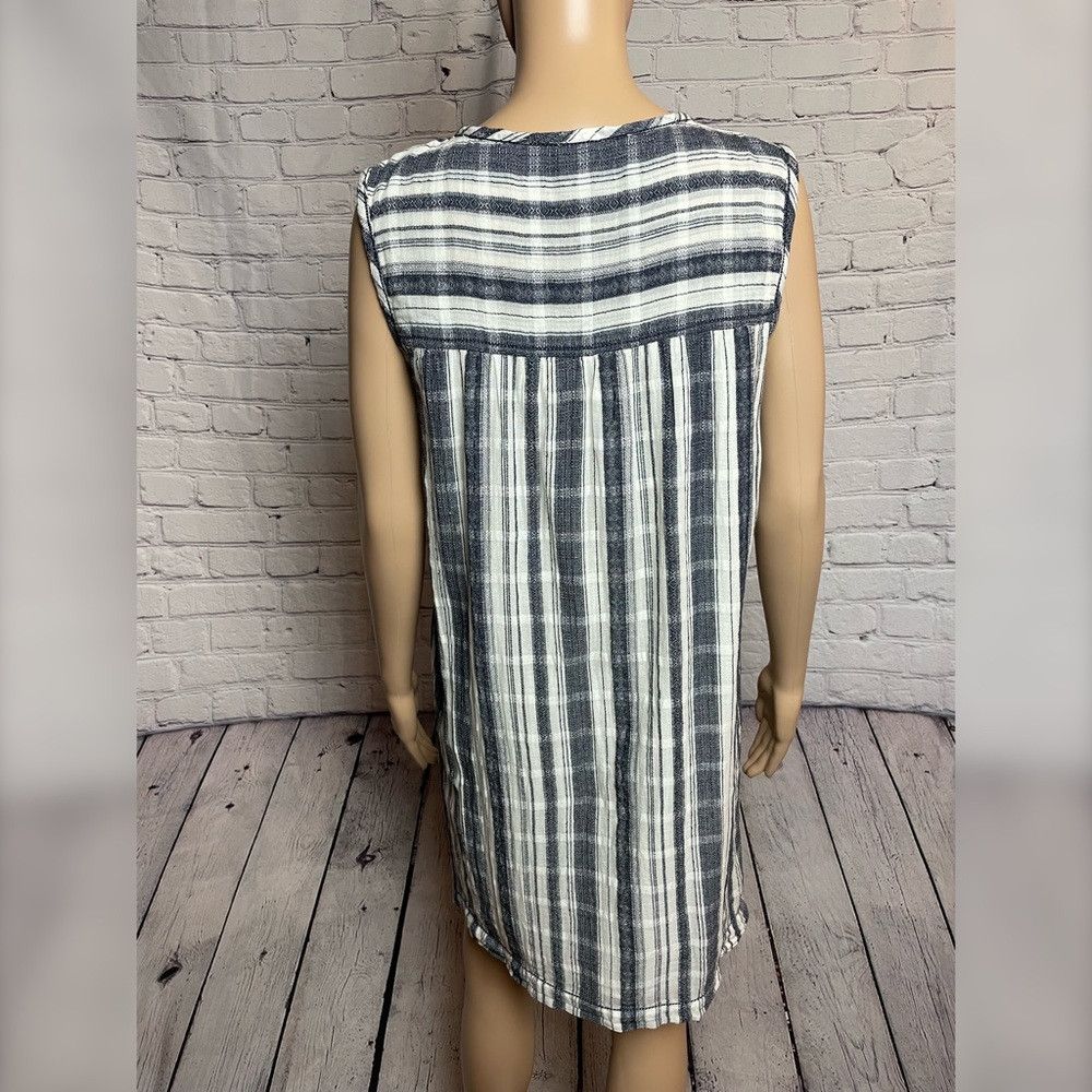 Other Max Studio Black White Stripes Mini Sleeveless Cotton Dress Size L / US 10 / IT 46 - 4 Thumbnail