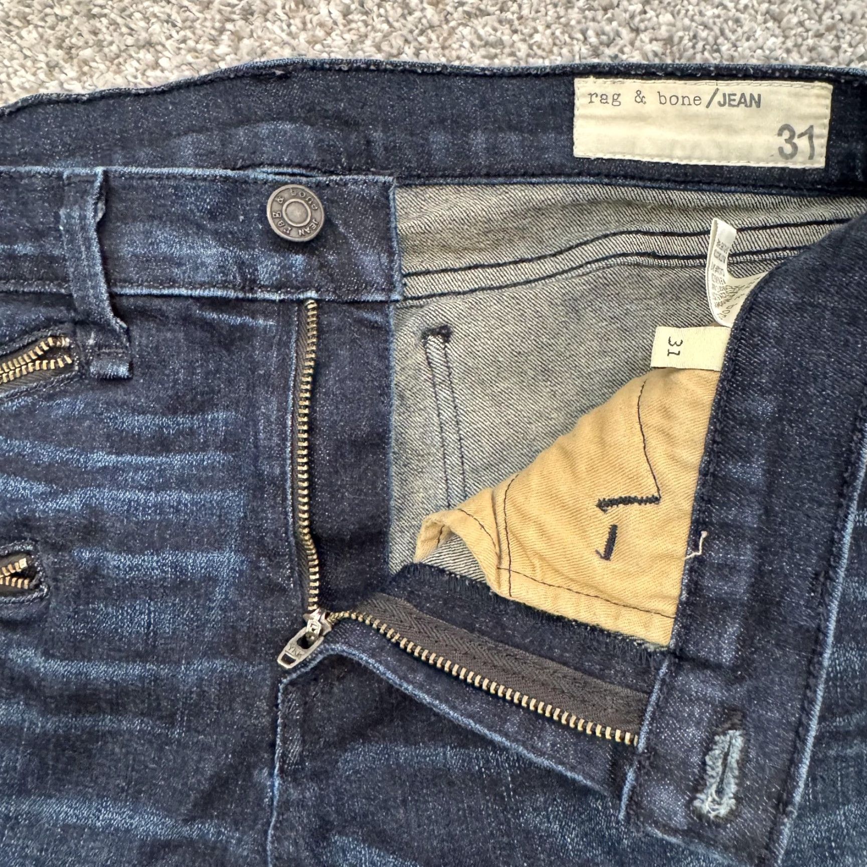 Rag & Bone rag & bone Kensington Skinny Jeans Womens 31 Blue Dark Wash Ankle Zip Stretch USA Size 24" / US 00 / IT 34 - 6 Thumbnail