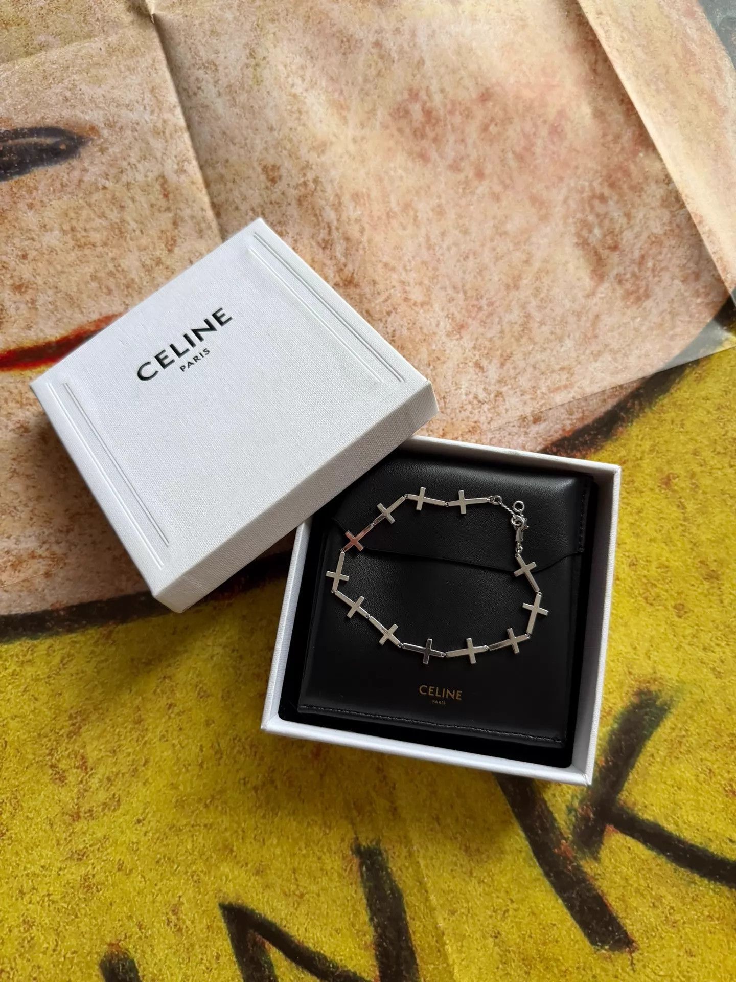 Celine CELINE By Hedi Slimane CELINE Logo Cross Bracelet Size ONE SIZE - 1 Thumbnail