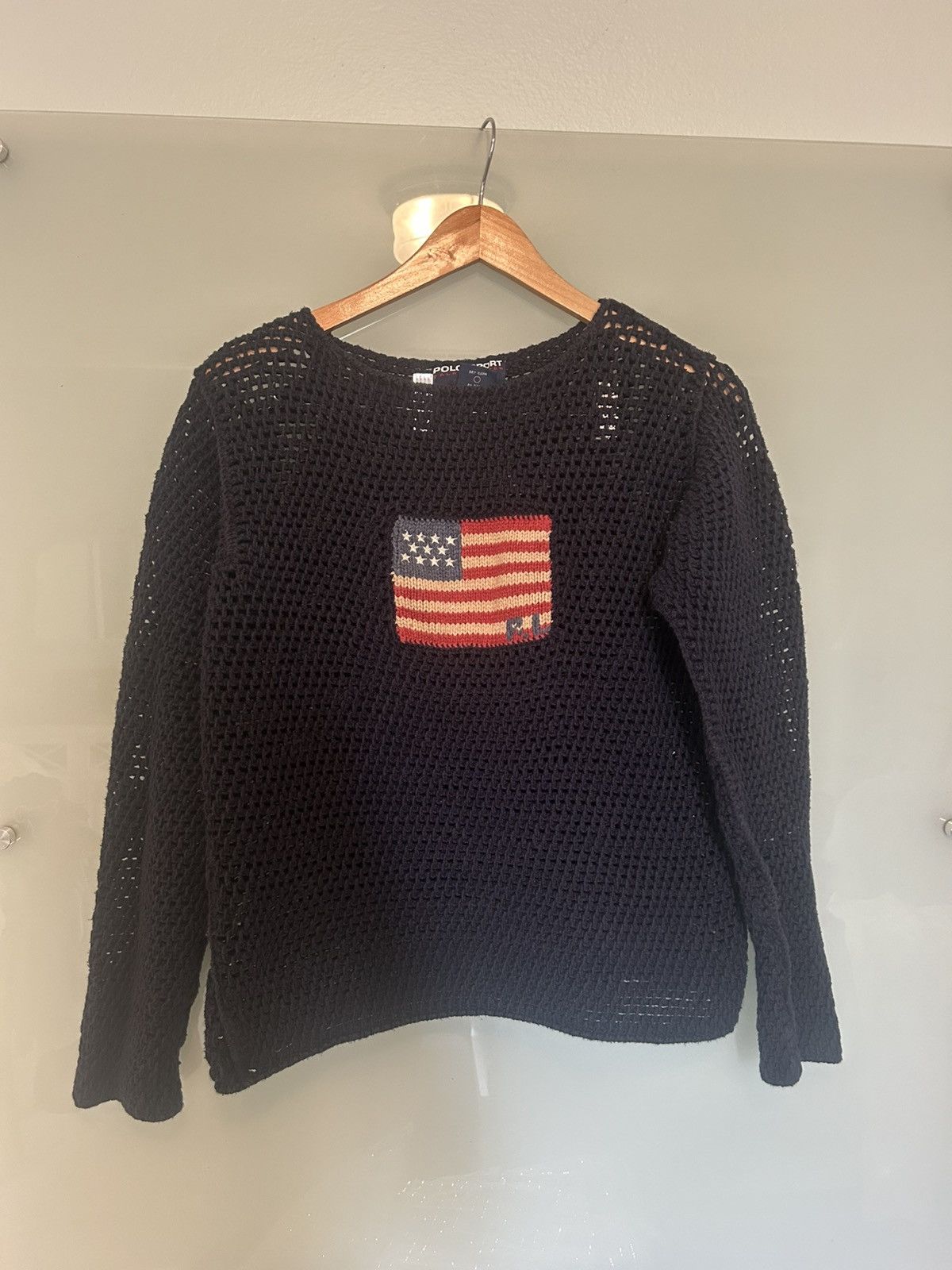 Ralph Lauren Sport Rare Vintage Polo Sport Crochet Flag Sweater Size L / US 10 / IT 46 - 1 Thumbnail
