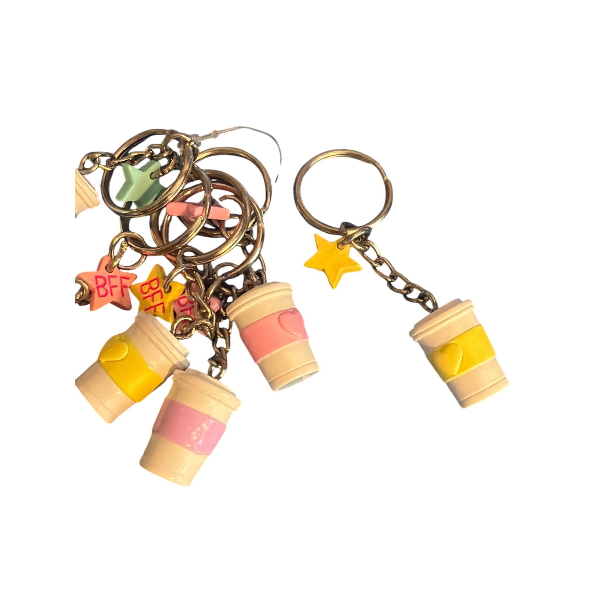 Other 5 Keychain Purse Charm Lot BFF Coffee Latte Cup Heart Silver Size ONE SIZE - 3 Thumbnail