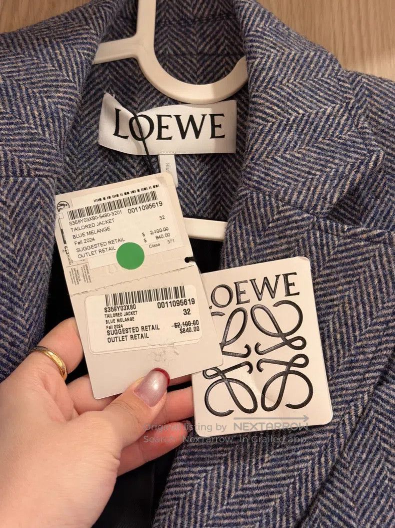 Loewe Blue Grey Check Wool Blazer Jacket