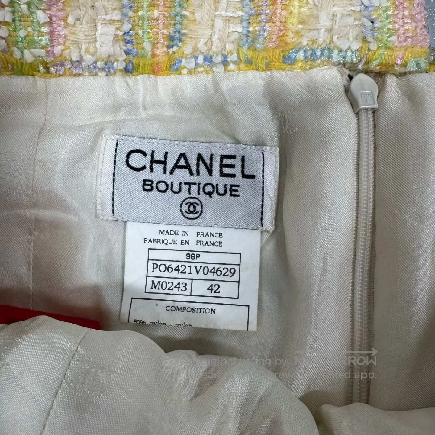 Chanel Chanel SIZE 42 1996 Rainbow Pattern, Silver Half-Skirt| Size 31" - 4 Thumbnail